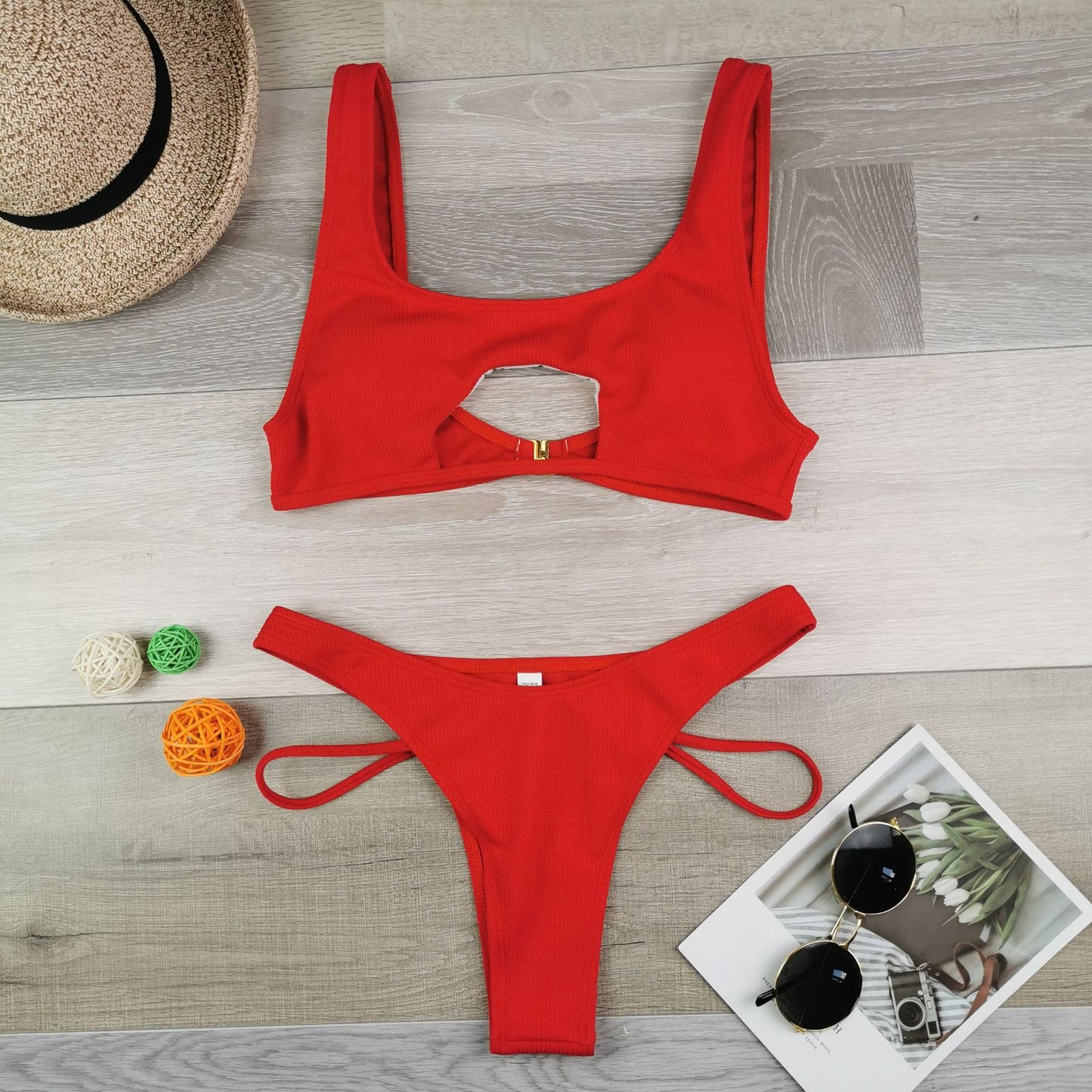 Women's solid color bikini set