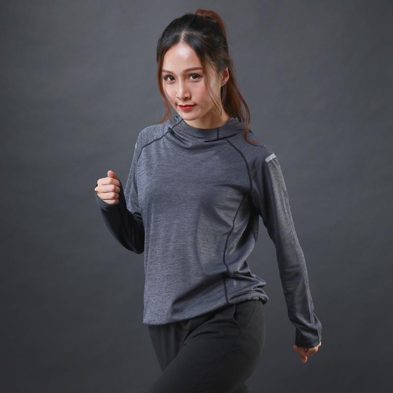 Women's Long Sleeve Hooded Fitness T-shirt