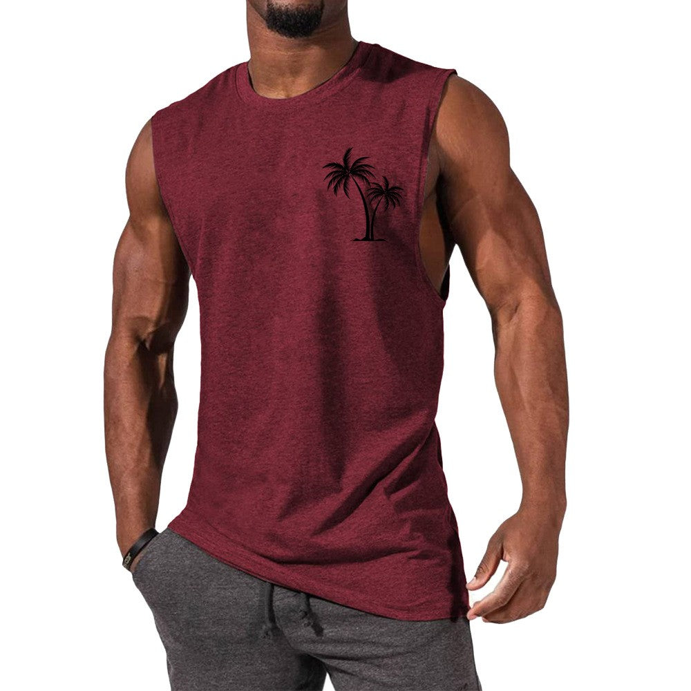 Men's Vest Summer Beach Tank Tops Workout Fitness T-Shirt