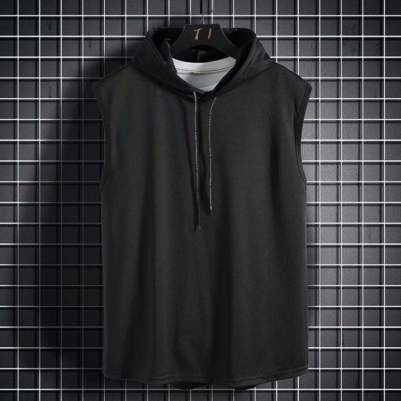 Youth Sports Fitness Plus Size Waistcoat Hooded Top