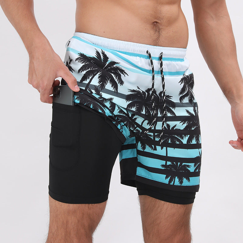 Men's Retro-Style Double Layer Sport Beach Shorts