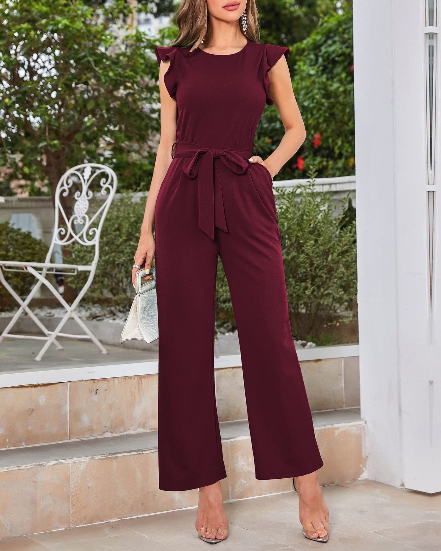 Jumpsuit Women's Ruffled Wide Leg Strap