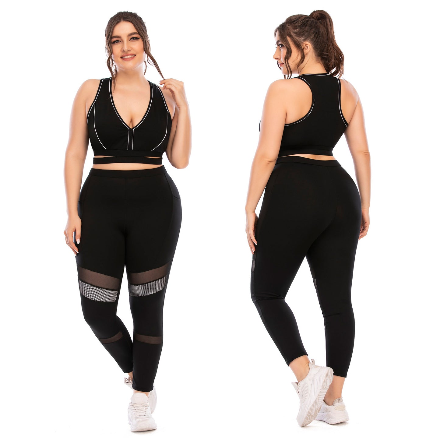 Women's Plus Size Yoga Sports Set With Designer Supportive Top