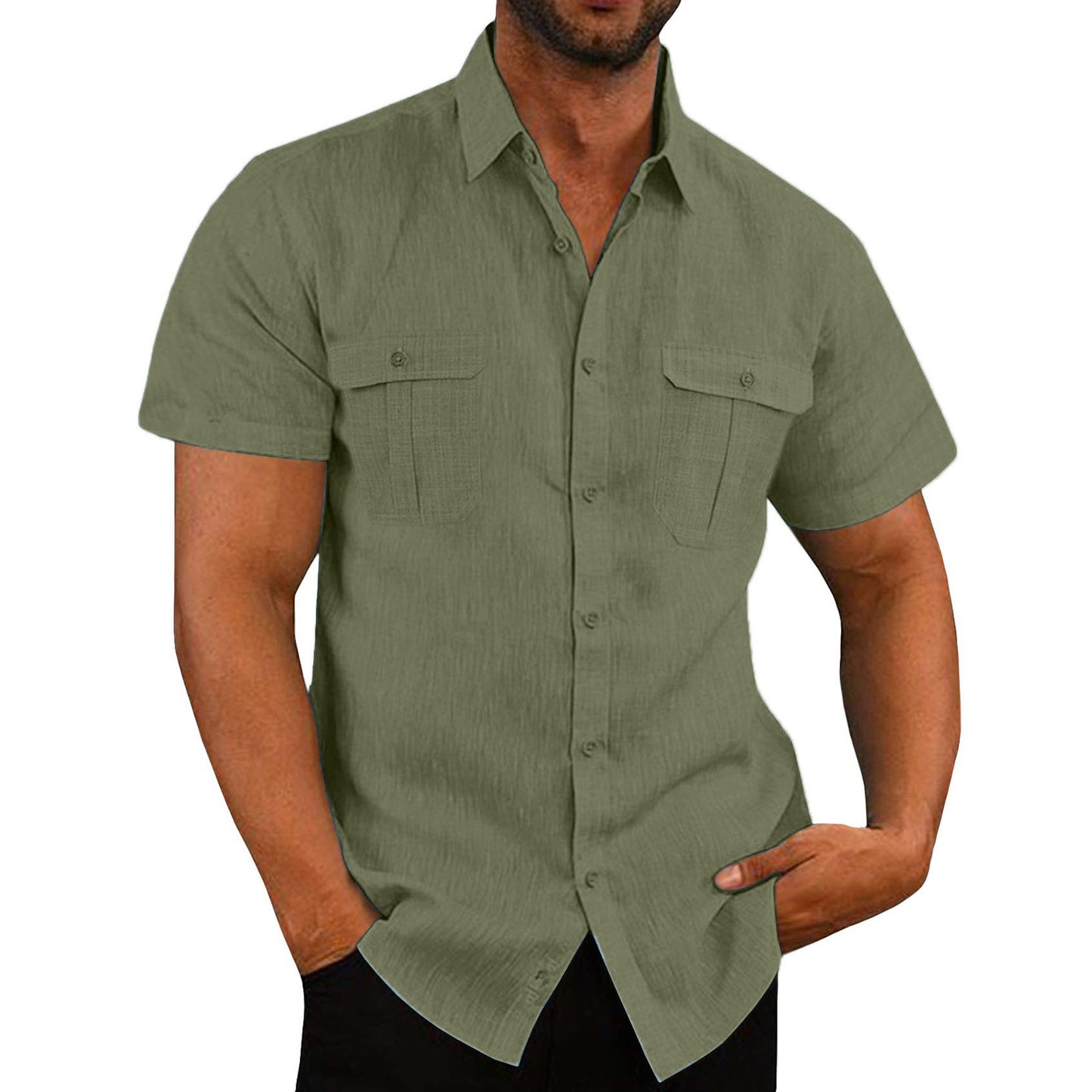 Men's Button-up Short Sleeve Summer Beach Shirt