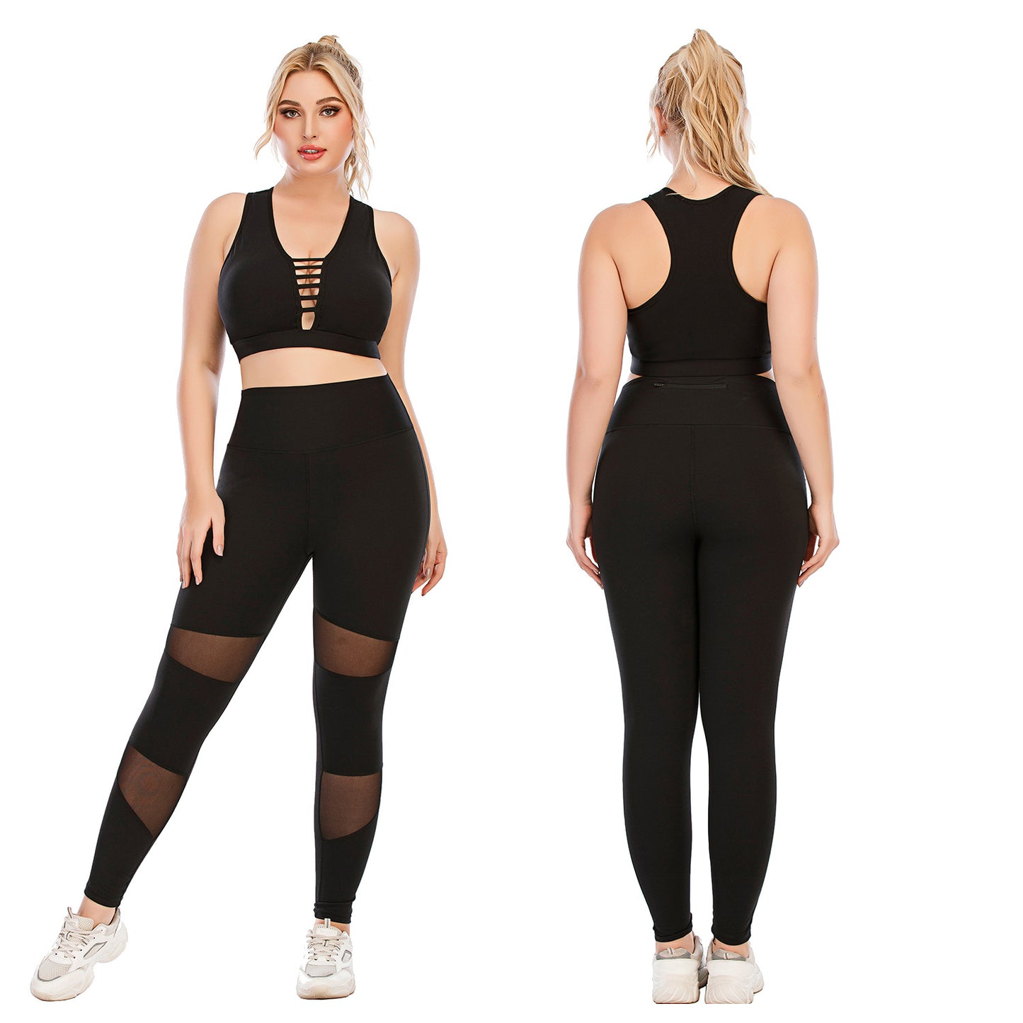 Women's Plus Size Yoga Sports Set With Flirty Sports Top