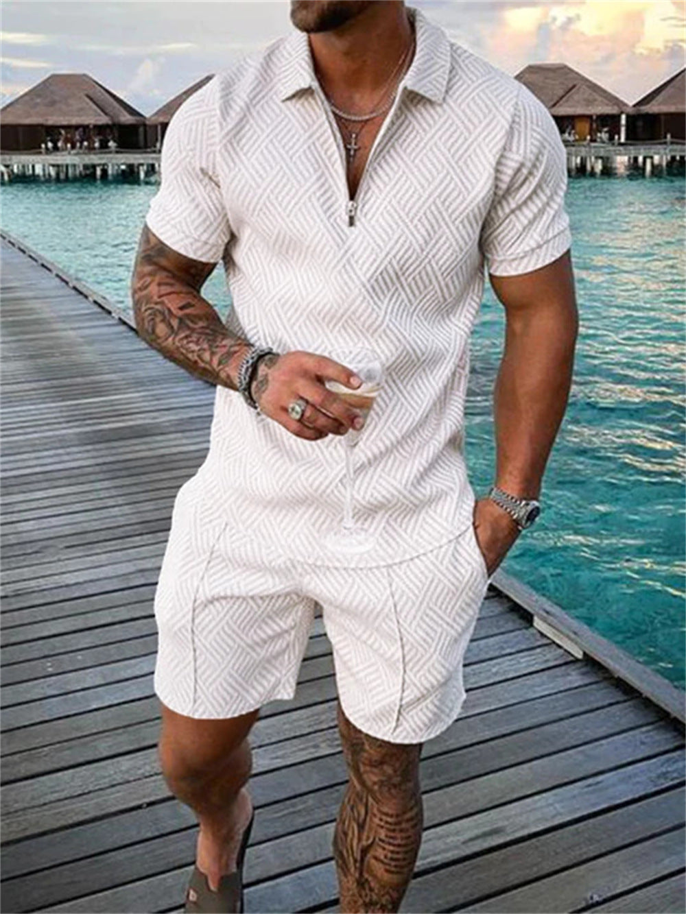 Men's New Summer Short Sleeve Shorts Casual Suit