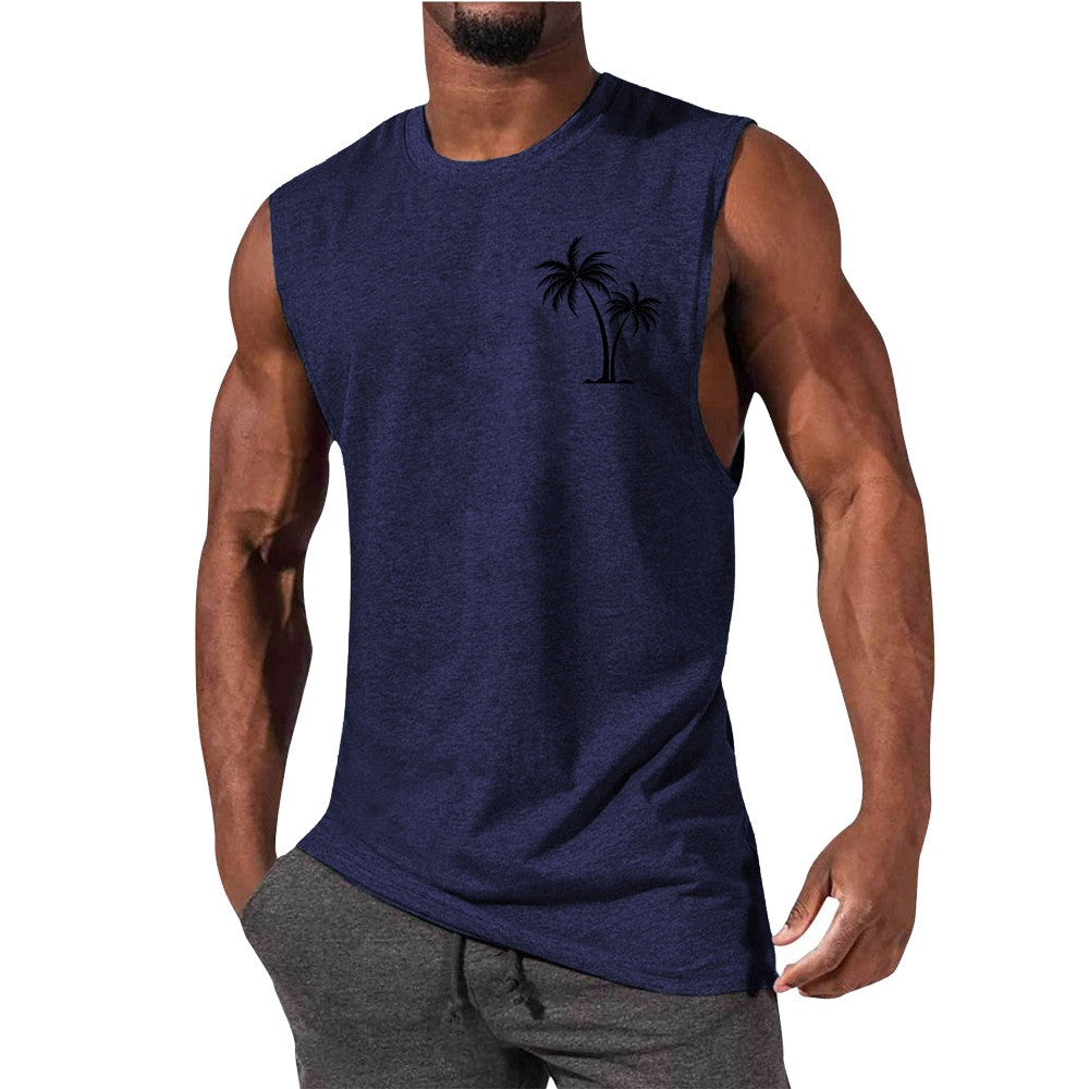 Men's Vest Summer Beach Tank Tops Workout Fitness T-Shirt