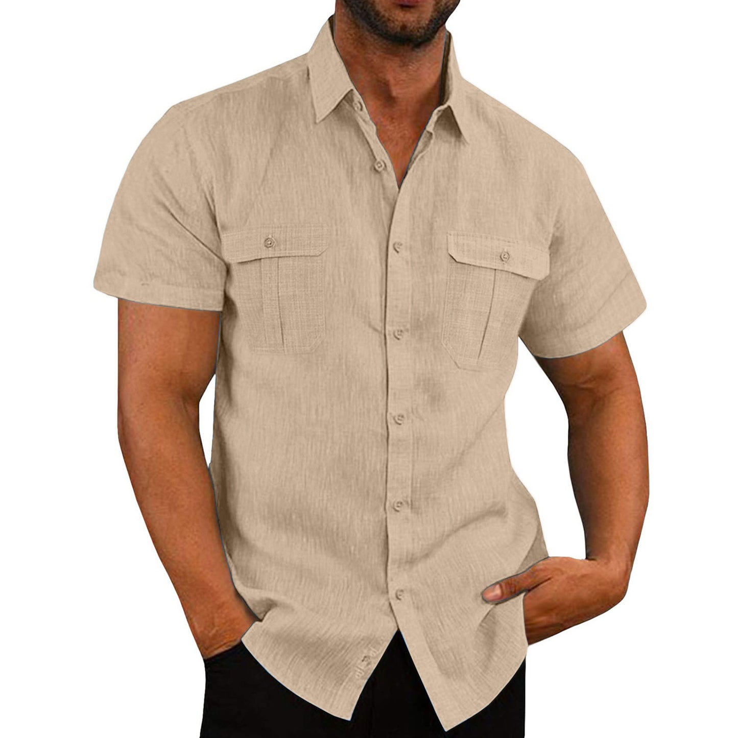 Men's Button-up Short Sleeve Summer Beach Shirt