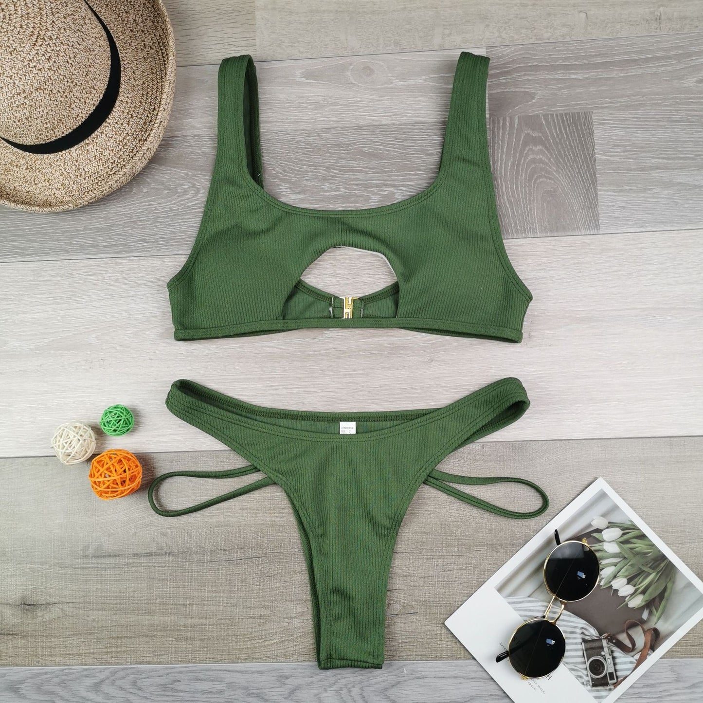 Women's solid color bikini set