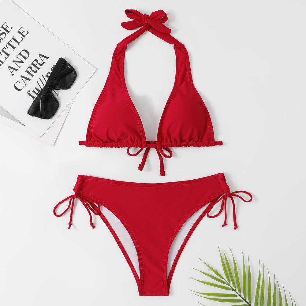 Women's Strap Style Bikini Solid Color Swimwear