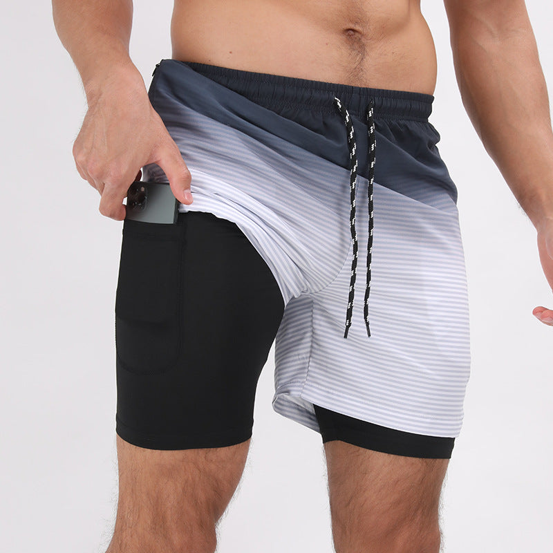 Men's Retro-Style Double Layer Sport Beach Shorts