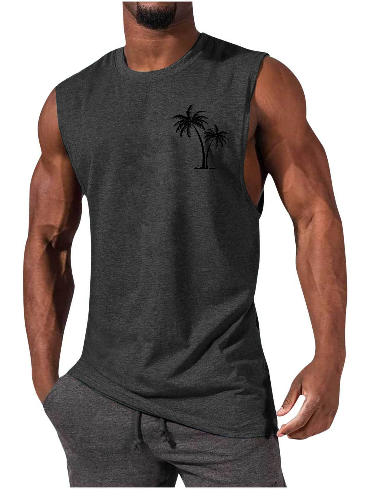 Men's Vest Summer Beach Tank Tops Workout Fitness T-Shirt