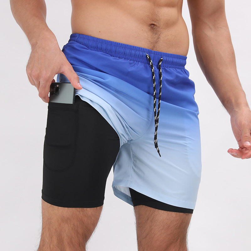 Men's Retro-Style Double Layer Sport Beach Shorts