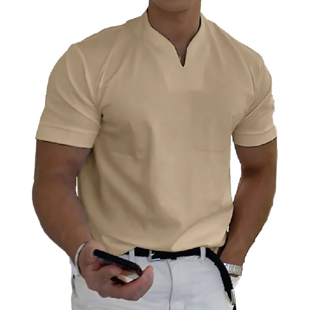 Men's Summer Elastic Short Sleeve Shirt With Side Pocket