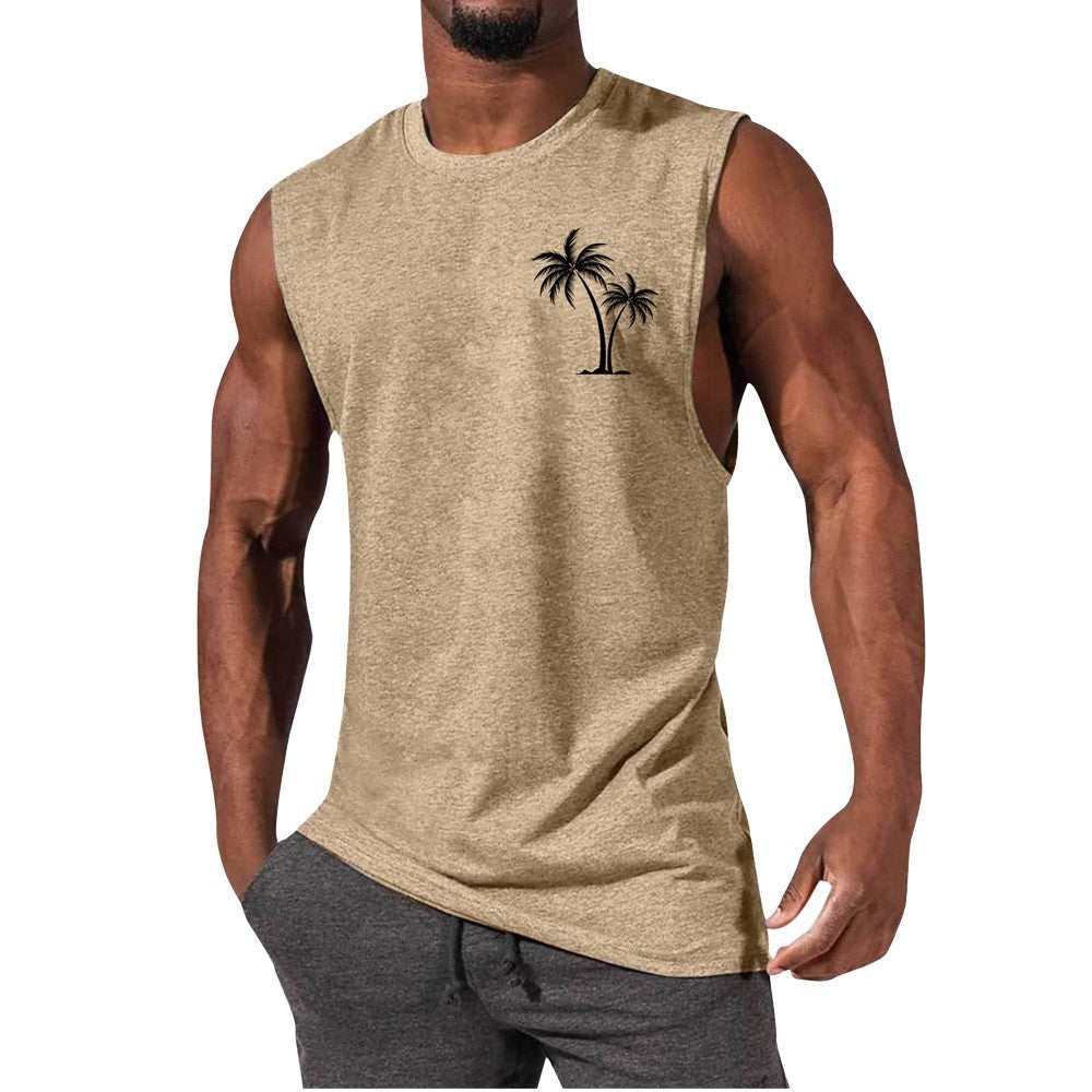 Men's Vest Summer Beach Tank Tops Workout Fitness T-Shirt