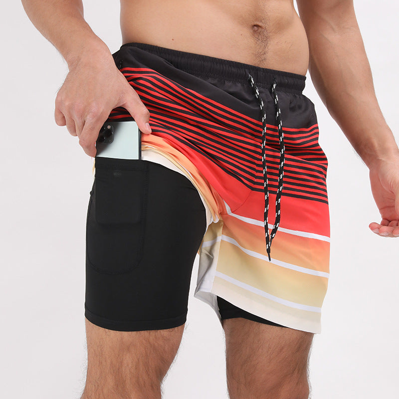 Men's Retro-Style Double Layer Sport Beach Shorts