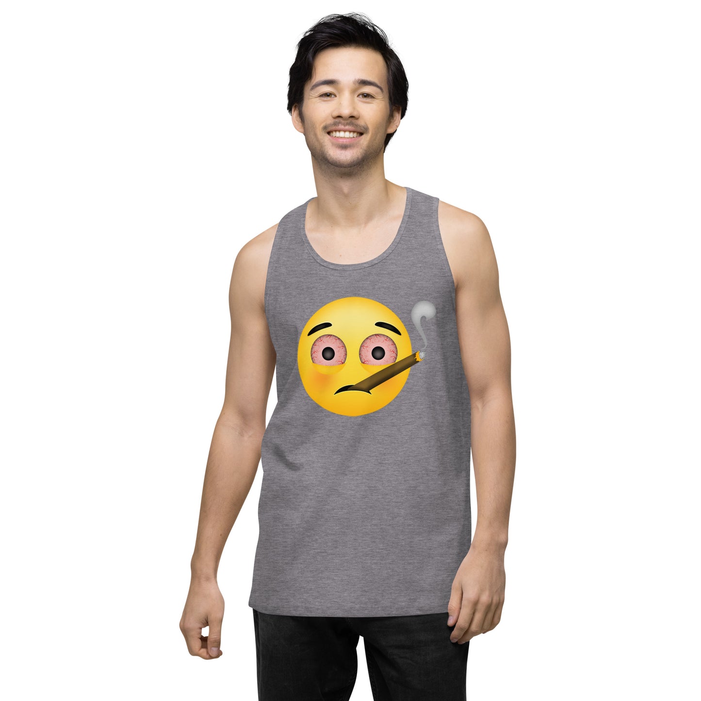 Men’s Cannabis Weed Emoji Premium Tank Top