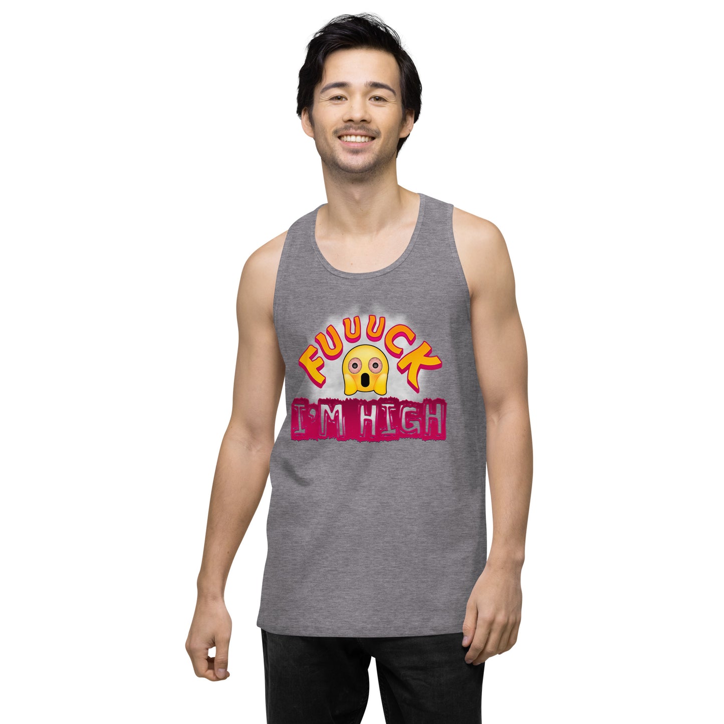 Men’s Cannabis Weed Emoji Premium Tank Top