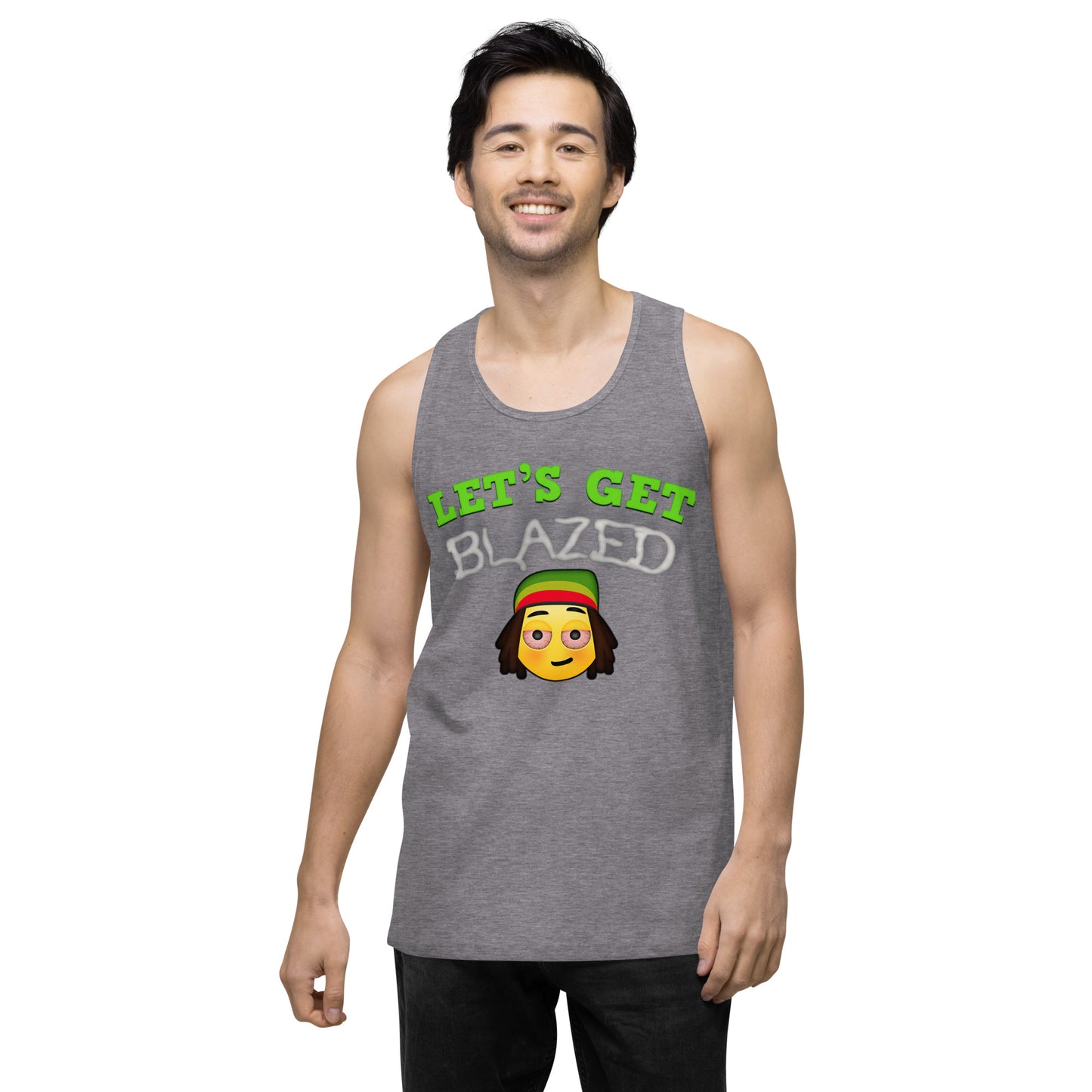 Men’s Cannabis Weed Emoji Premium Tank Top