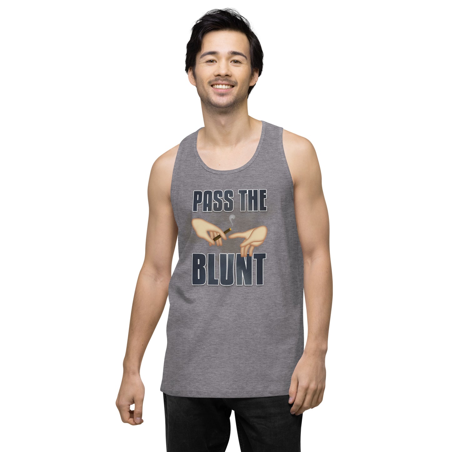 Men’s Cannabis Weed Emoji Premium Tank Top