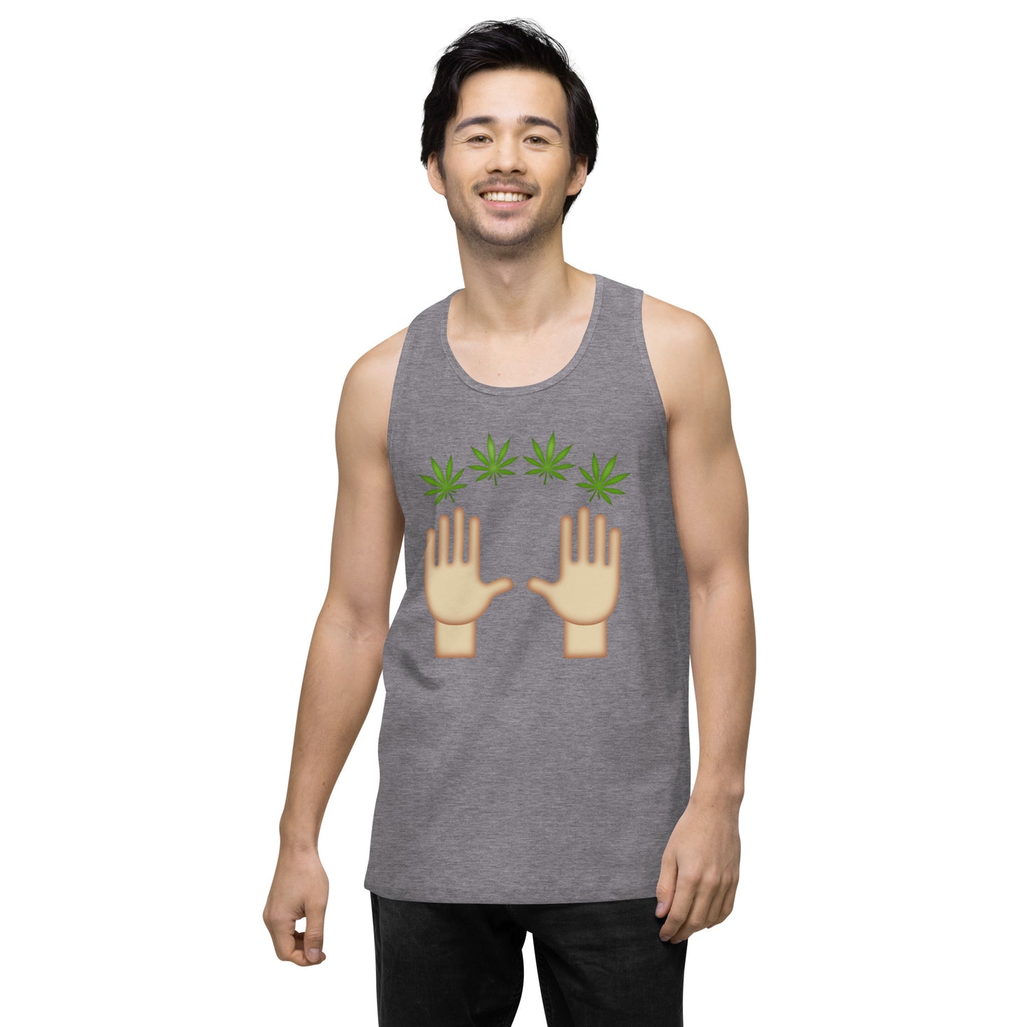 Men’s Cannabis Weed Emoji Premium Tank Top