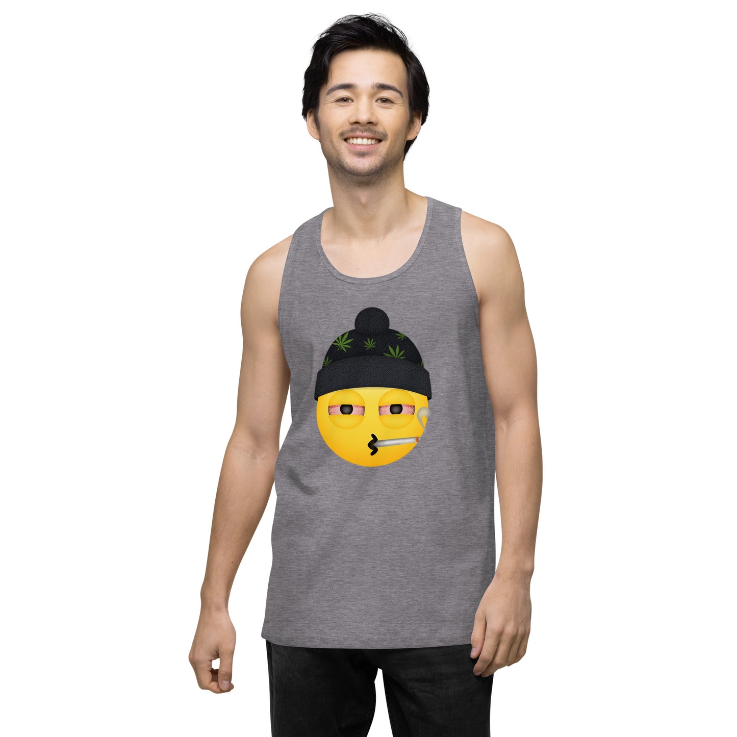 Men’s Cannabis Weed Emoji Premium Tank Top