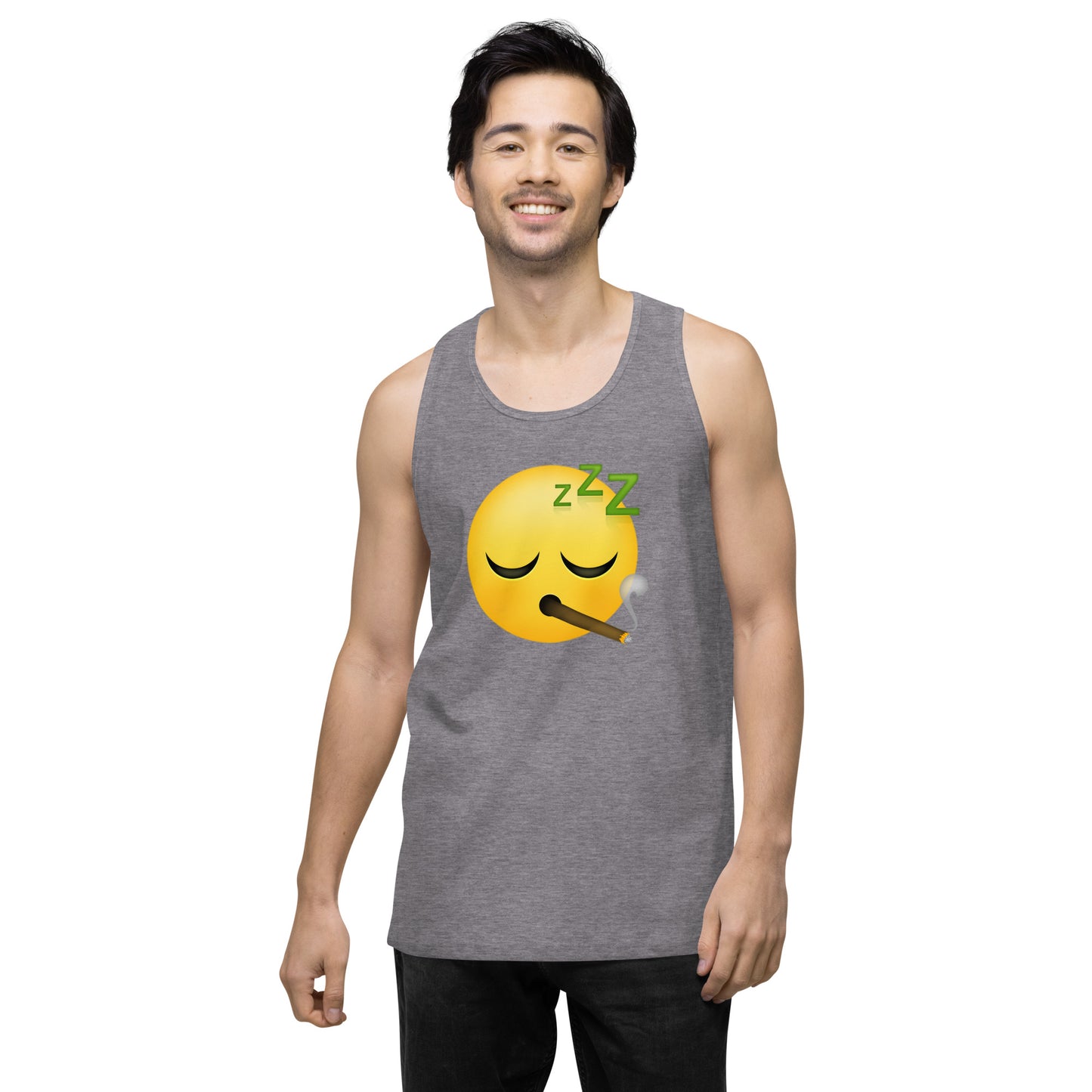 Men’s Cannabis Weed Emoji Premium Tank Top