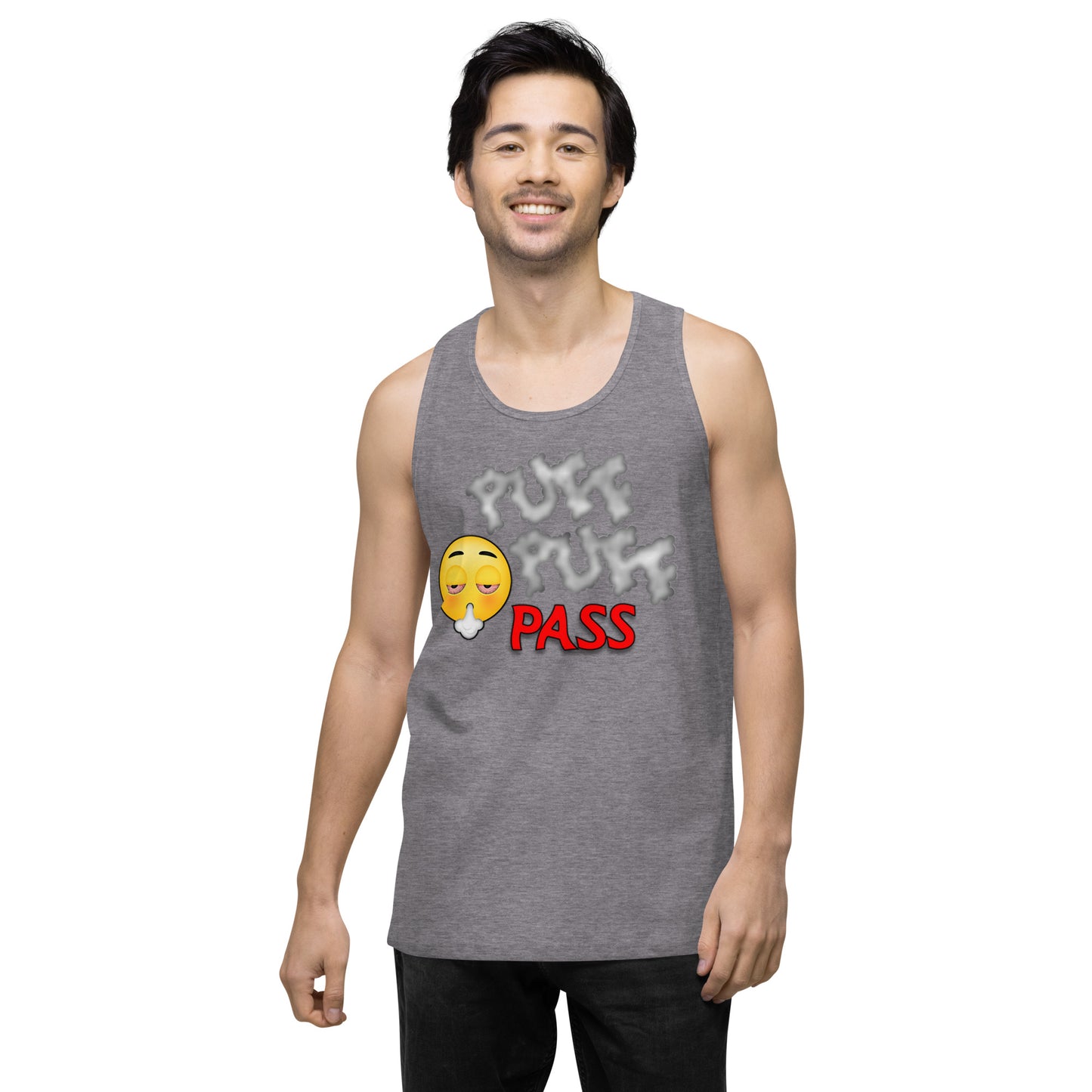 Men’s Cannabis Weed Emoji Premium Tank Top