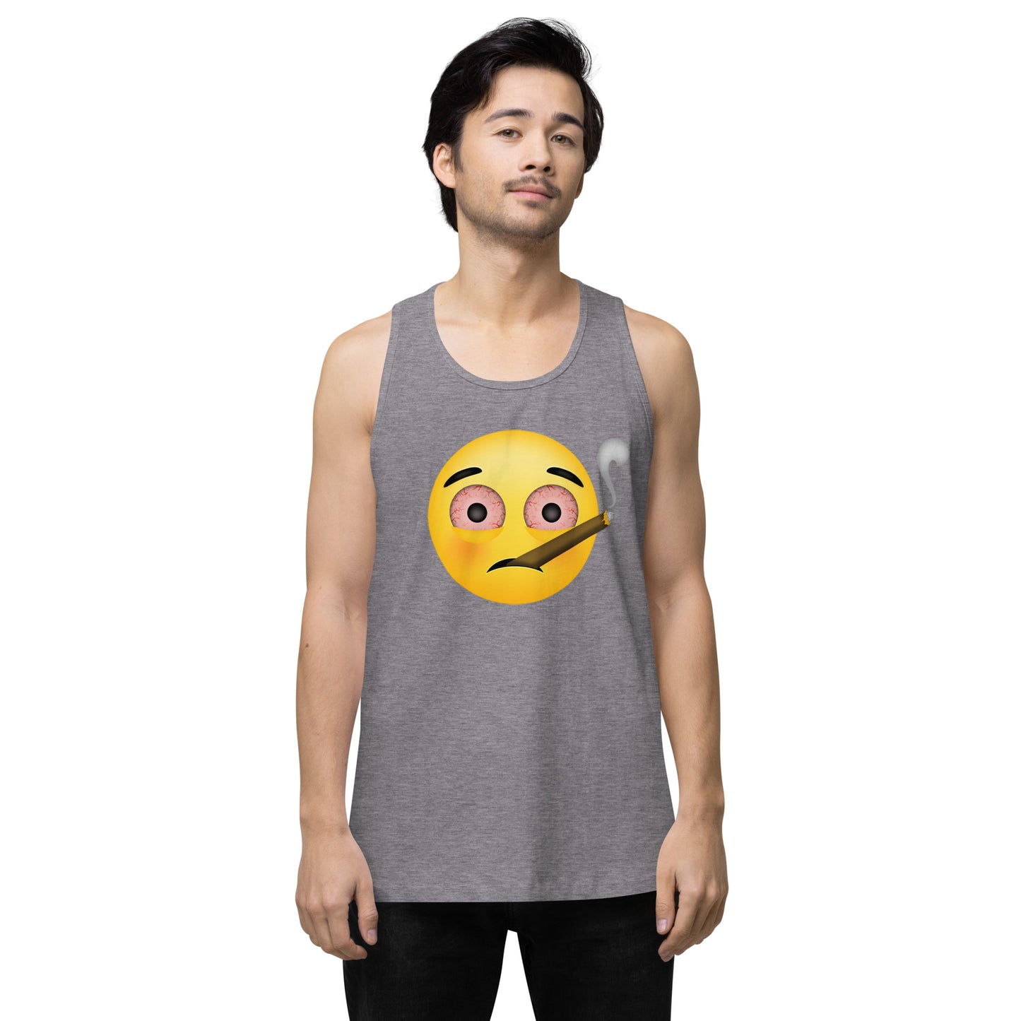 Men’s Cannabis Weed Emoji Premium Tank Top