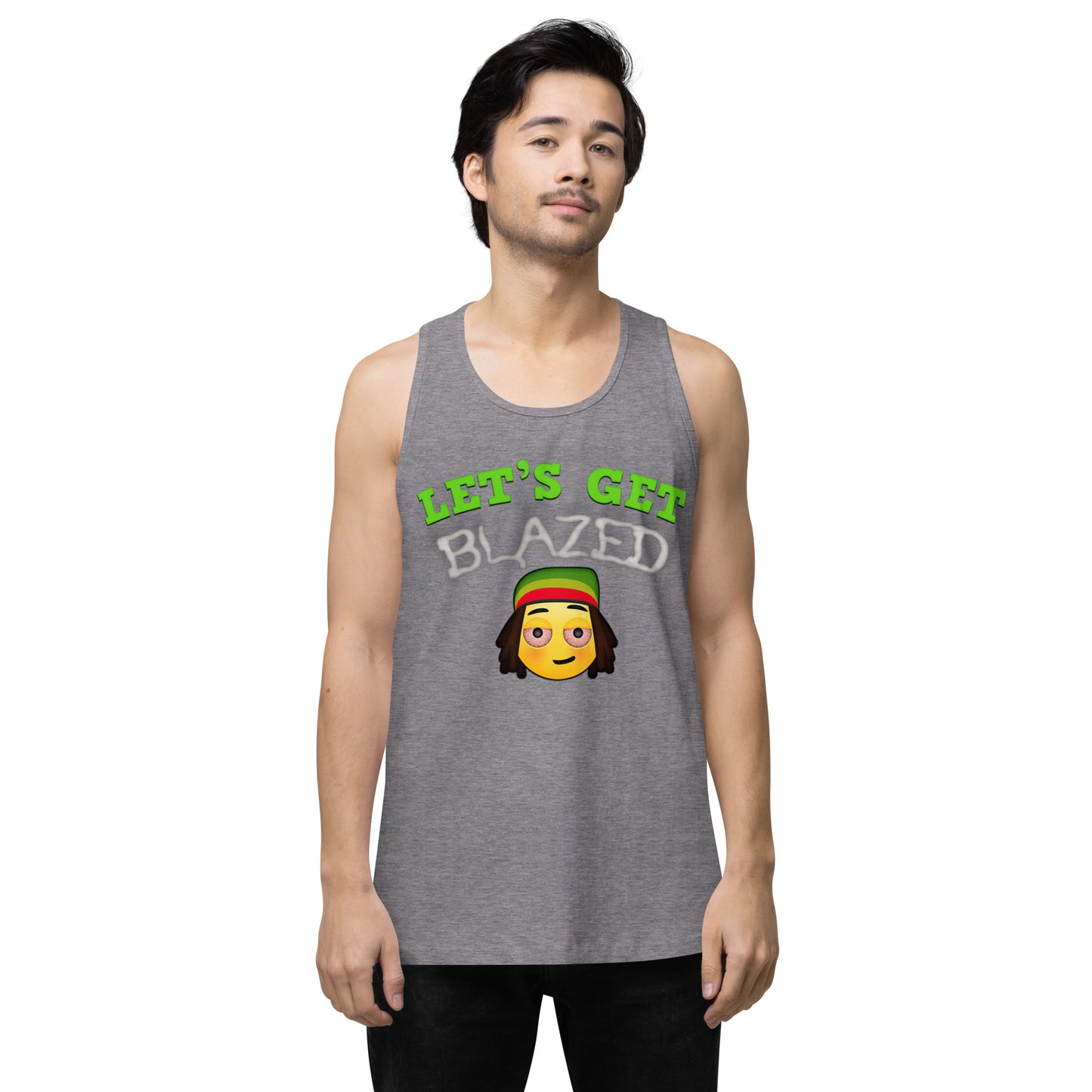 Men’s Cannabis Weed Emoji Premium Tank Top