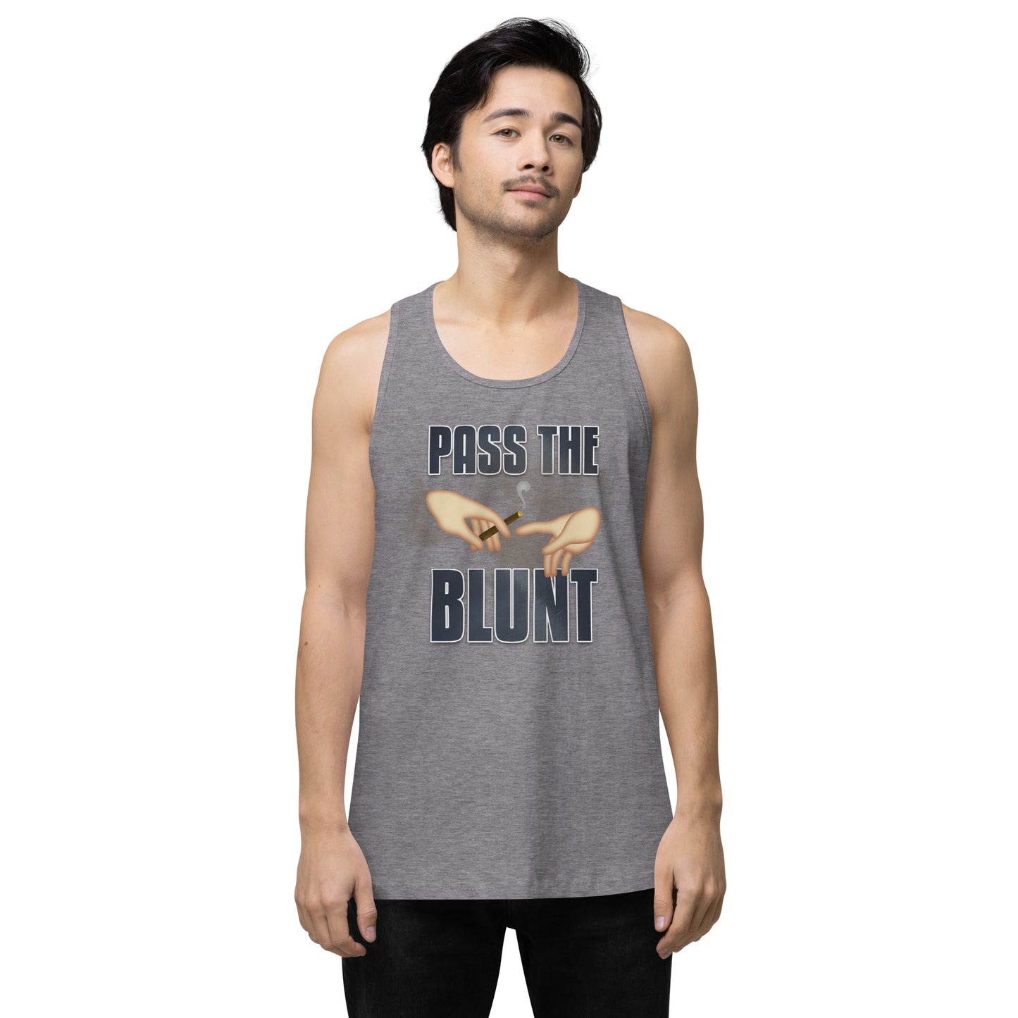 Men’s Cannabis Weed Emoji Premium Tank Top