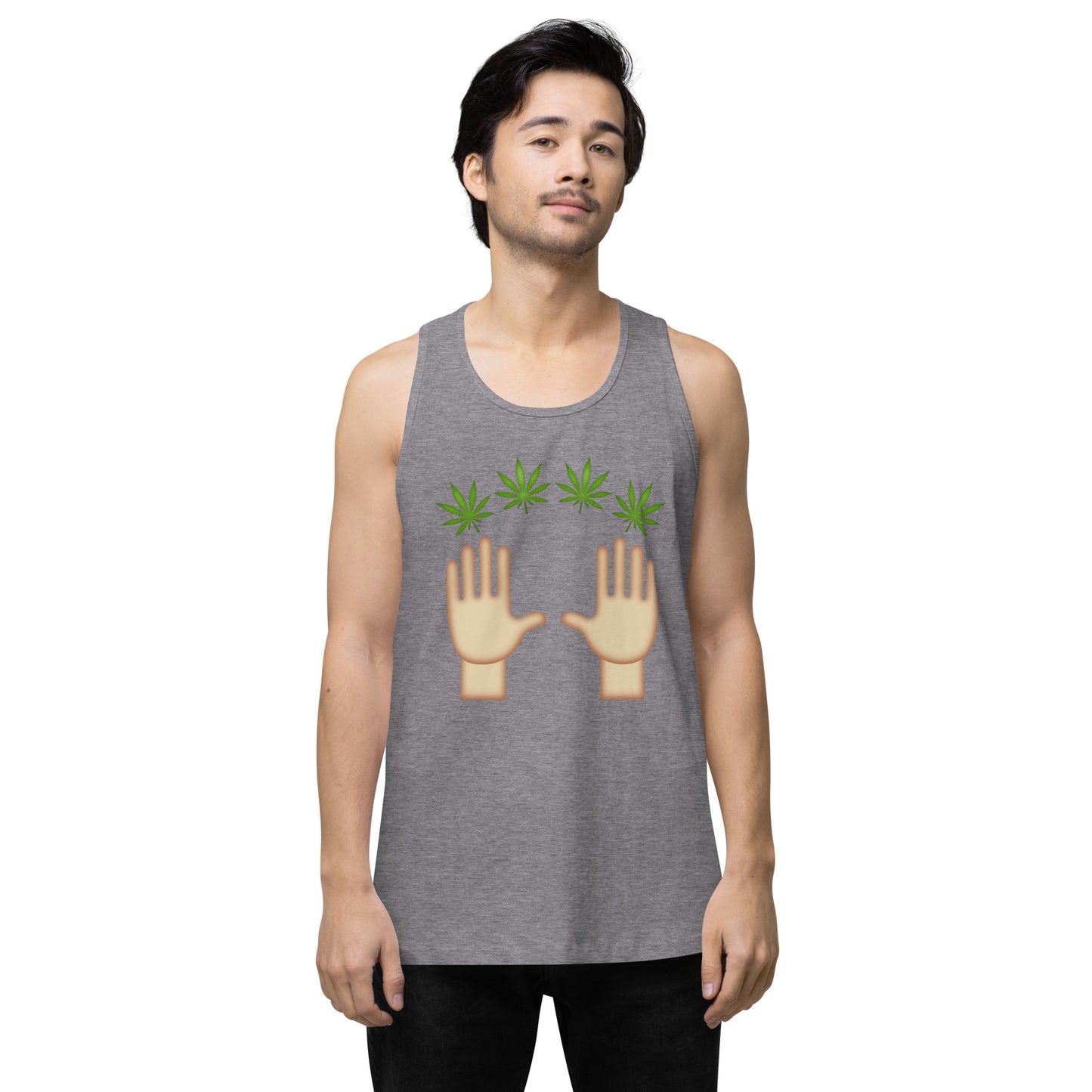 Men’s Cannabis Weed Emoji Premium Tank Top