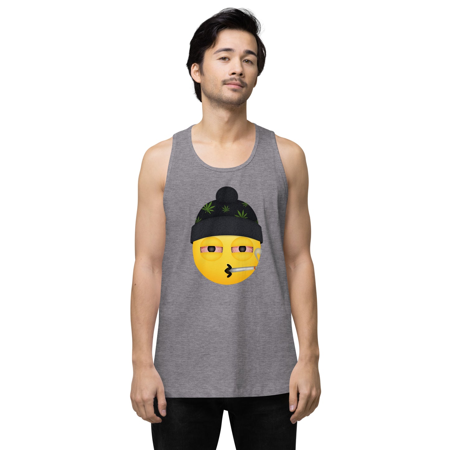 Men’s Cannabis Weed Emoji Premium Tank Top