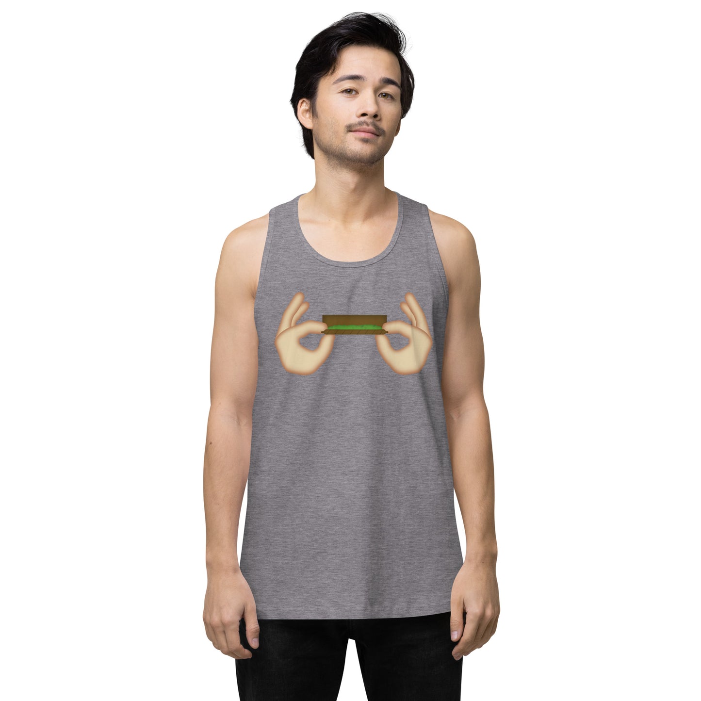 Men’s Cannabis Weed Emoji Premium Tank Top