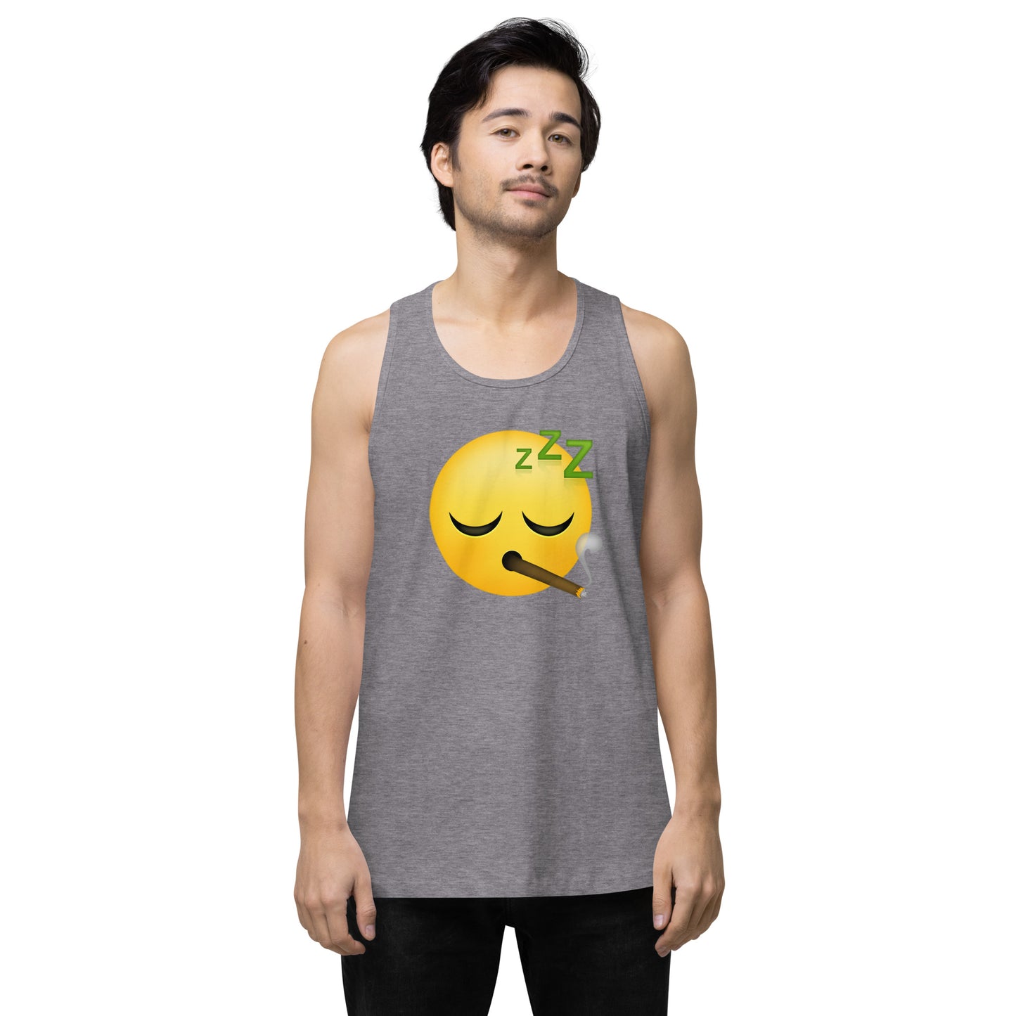 Men’s Cannabis Weed Emoji Premium Tank Top