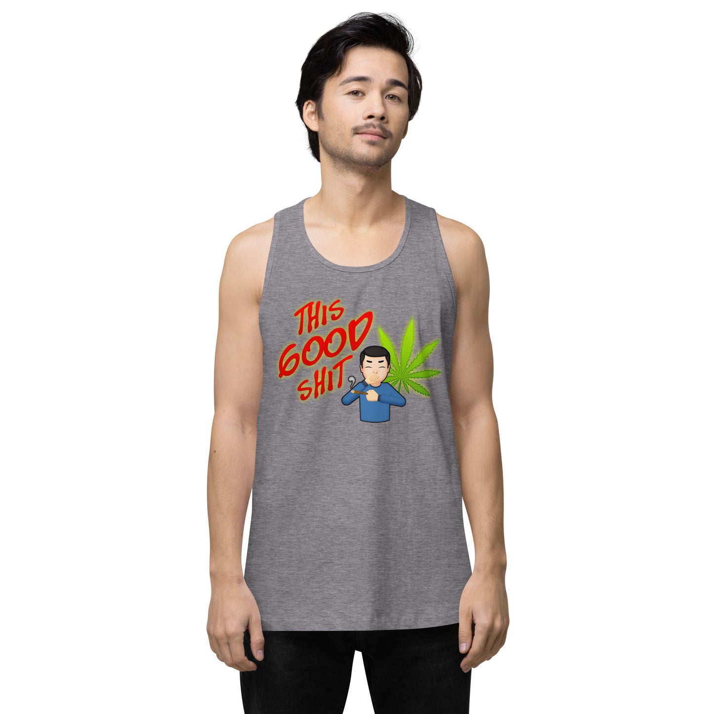 Men’s Cannabis Weed Emoji Premium Tank Top