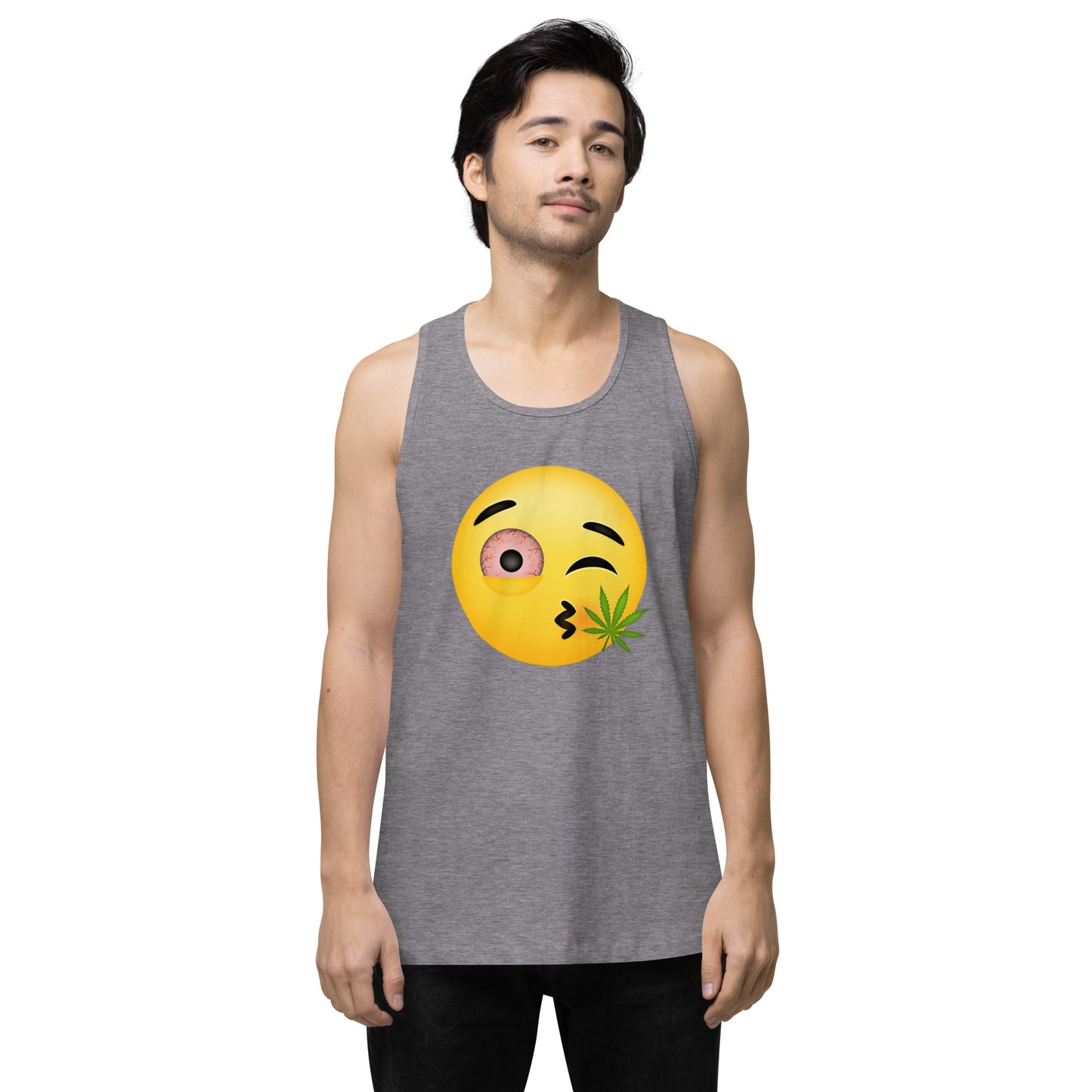 Men’s Cannabis Weed Emoji Premium Tank Top