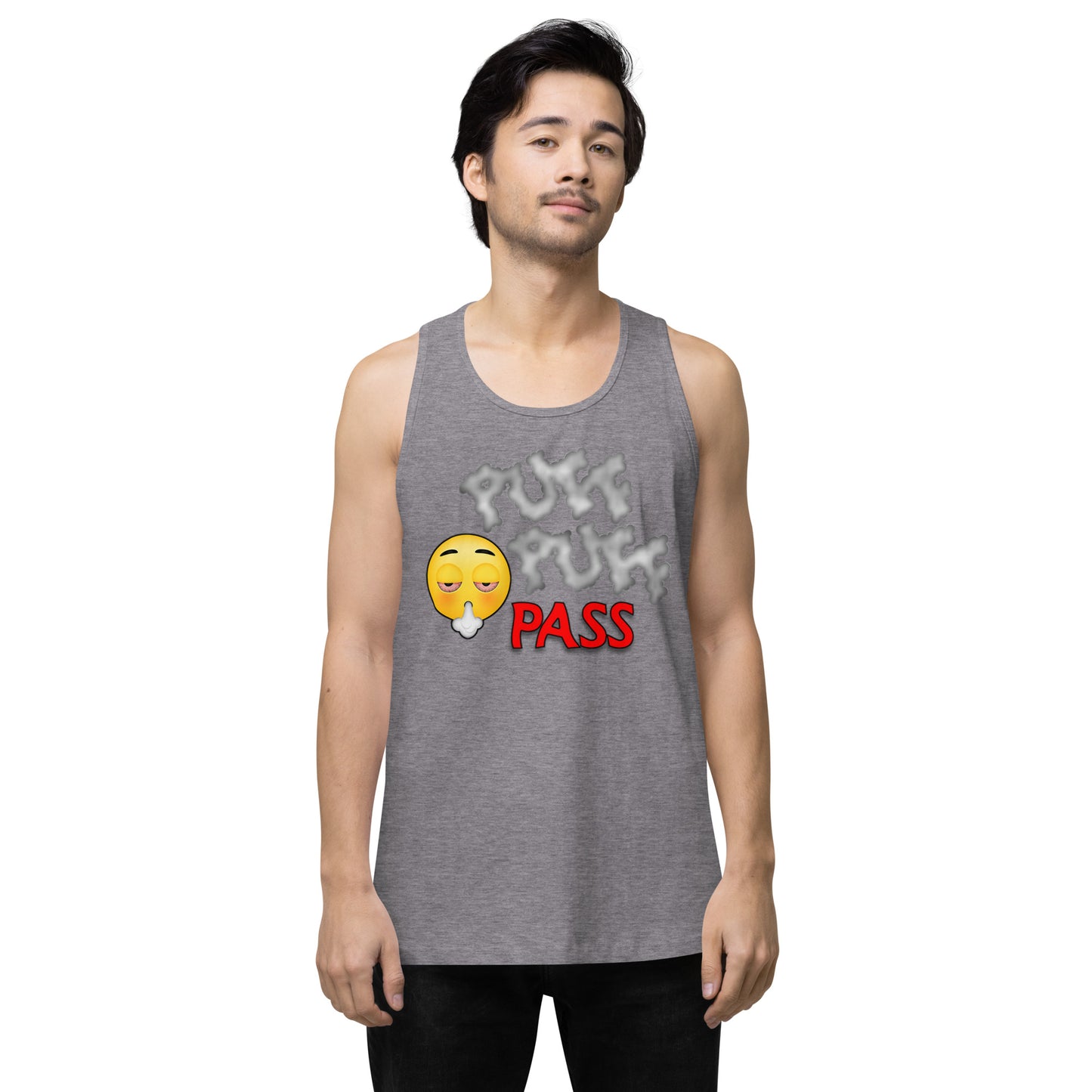 Men’s Cannabis Weed Emoji Premium Tank Top