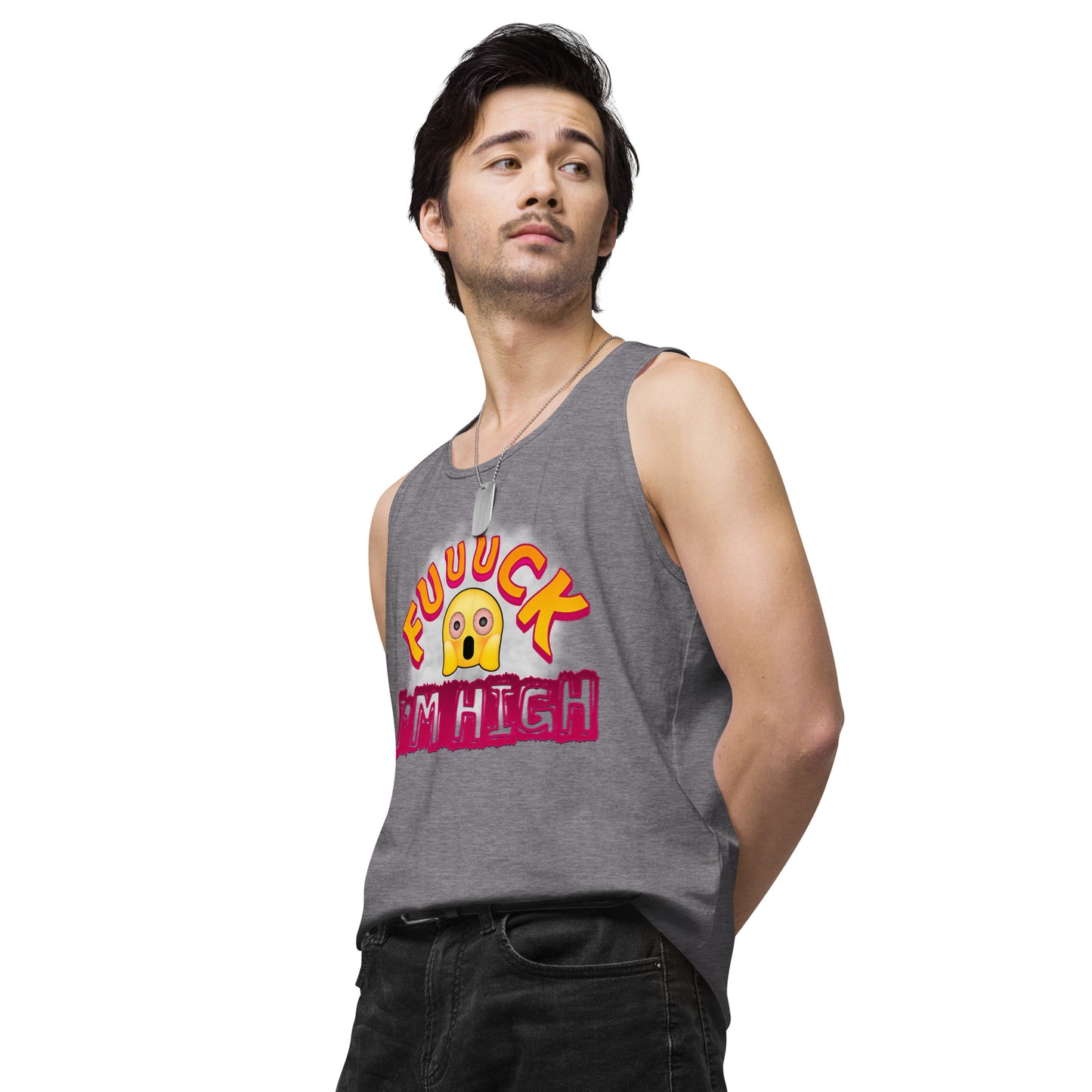 Men’s Cannabis Weed Emoji Premium Tank Top