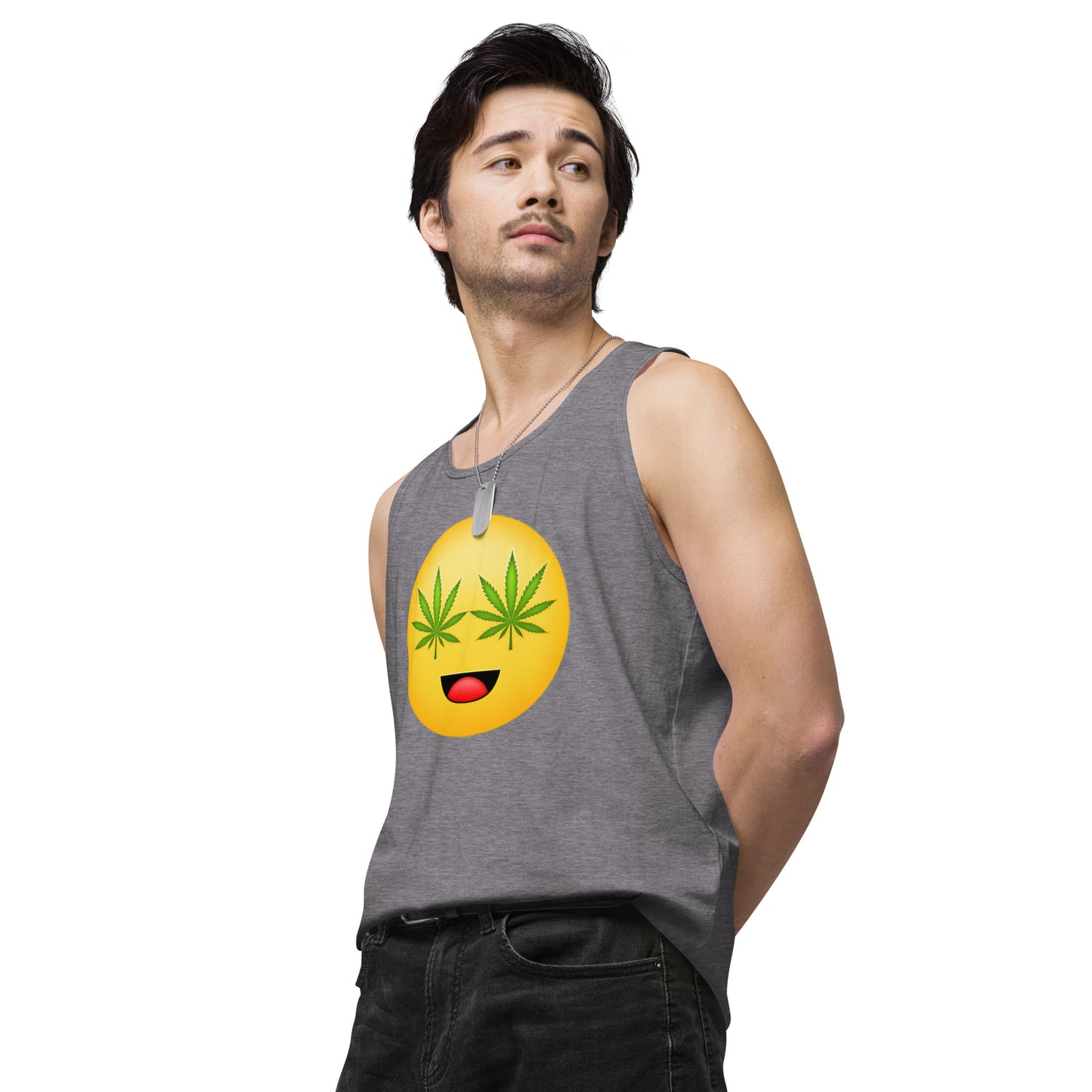 Men’s Cannabis Weed Emoji Premium Tank Top