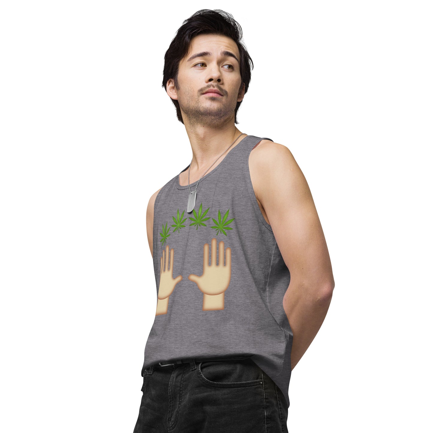 Men’s Cannabis Weed Emoji Premium Tank Top