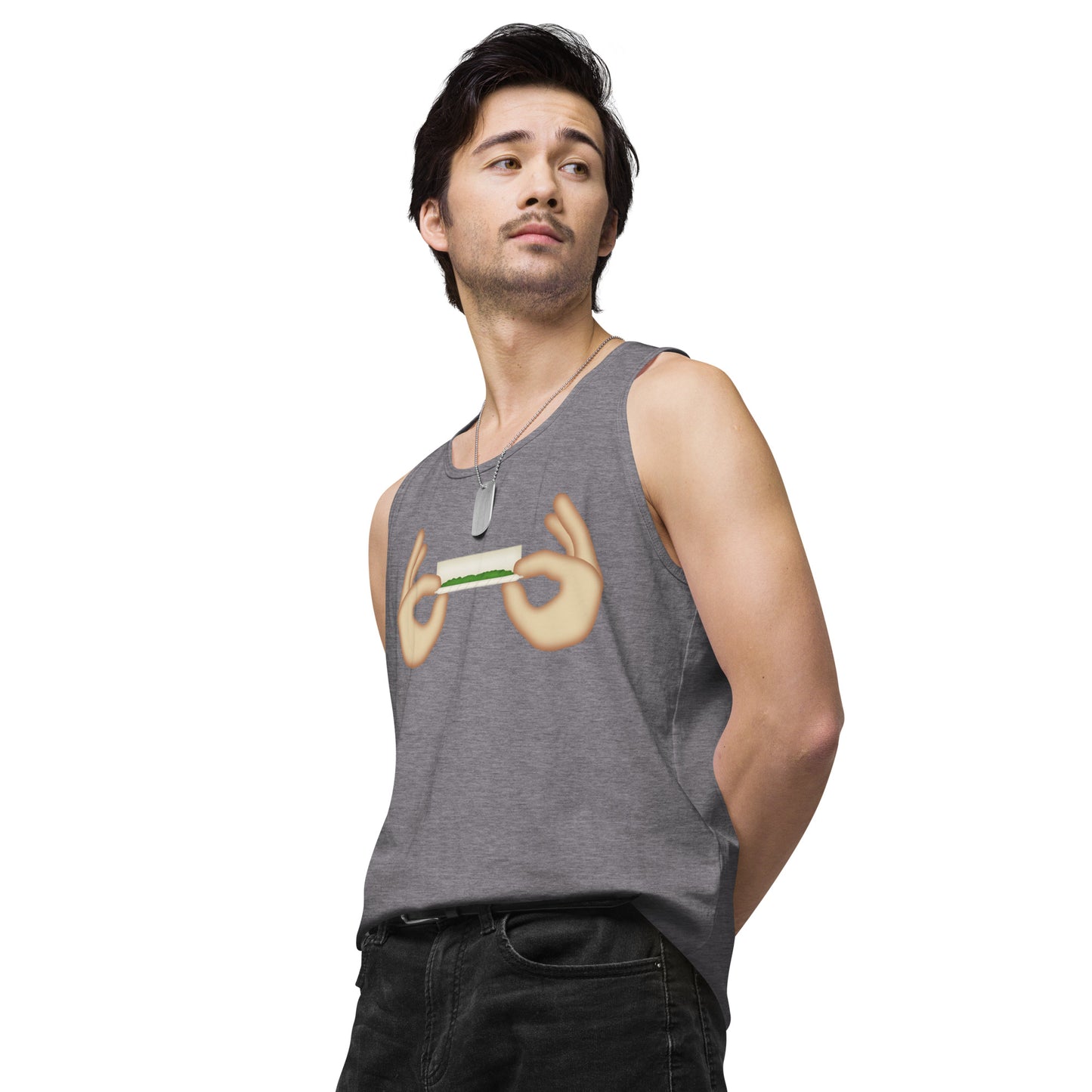 Men’s Cannabis Weed Emoji Premium Tank Top