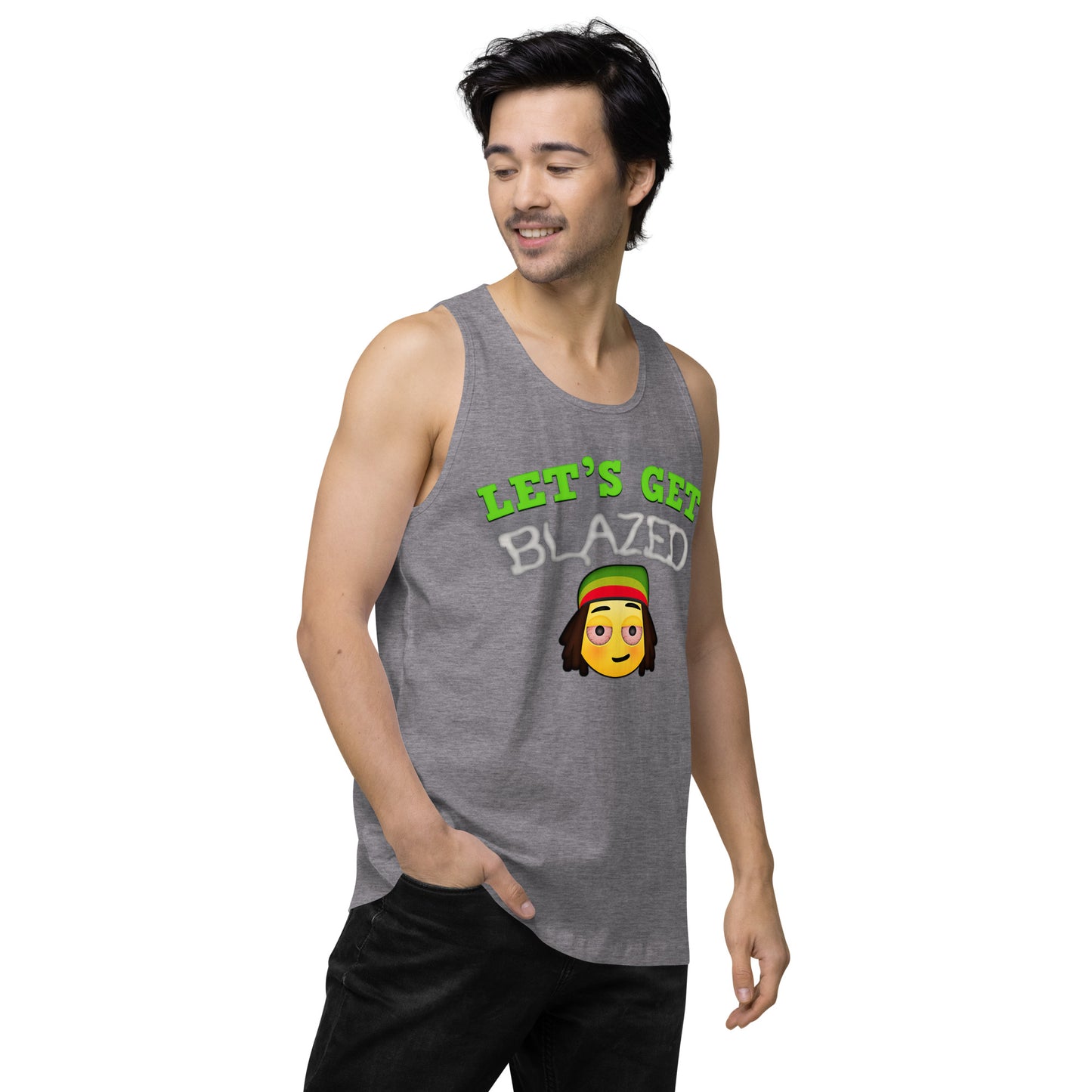 Men’s Cannabis Weed Emoji Premium Tank Top