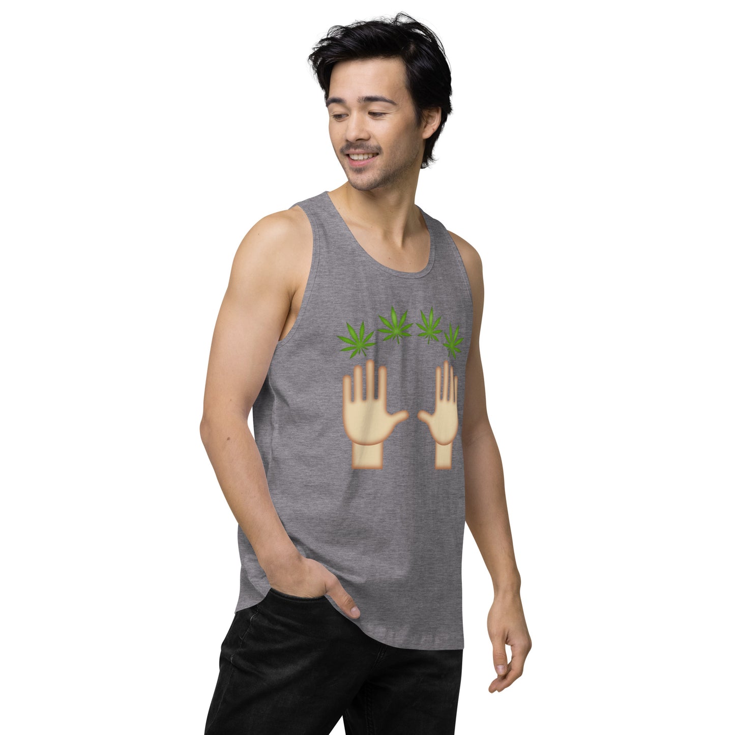 Men’s Cannabis Weed Emoji Premium Tank Top