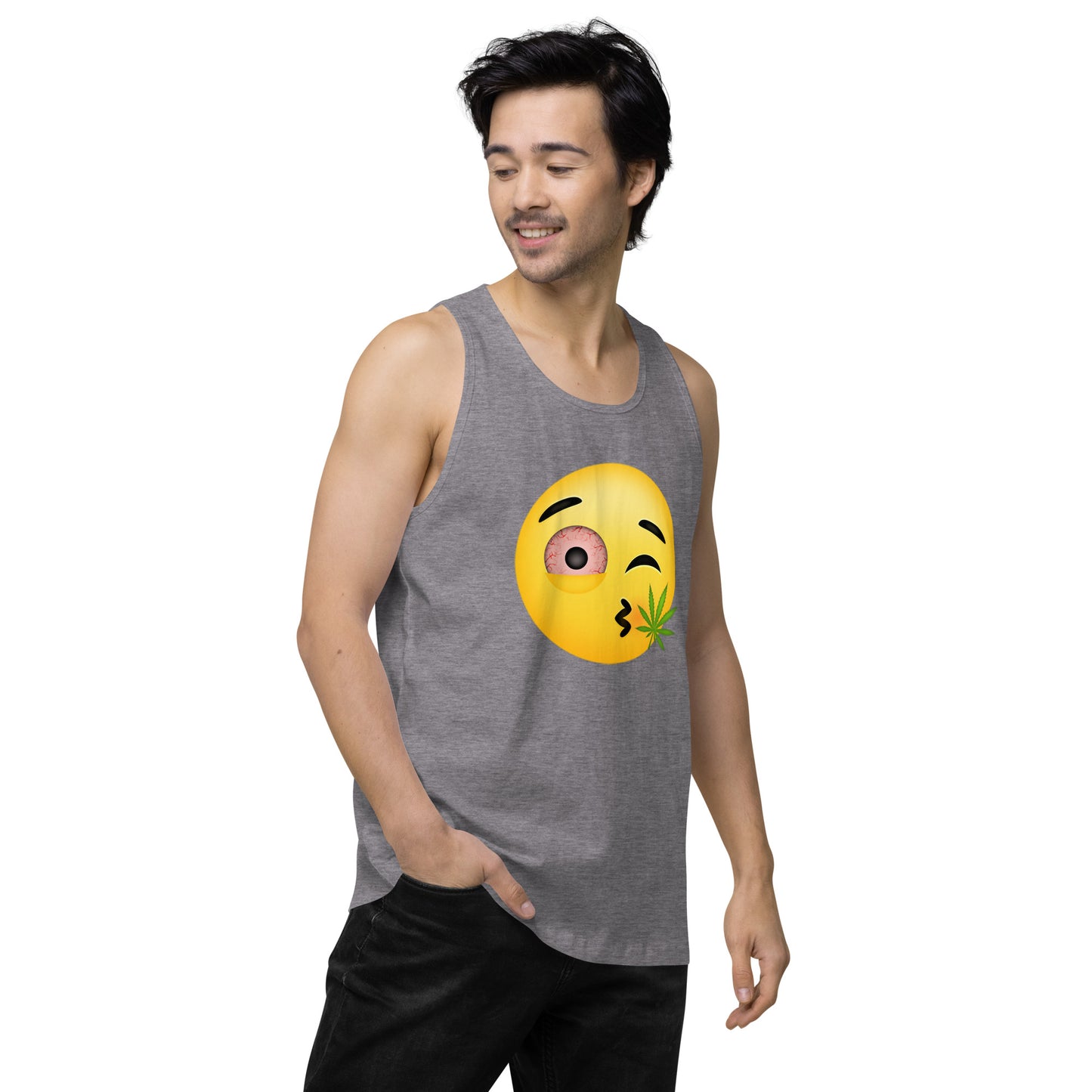 Men’s Cannabis Weed Emoji Premium Tank Top