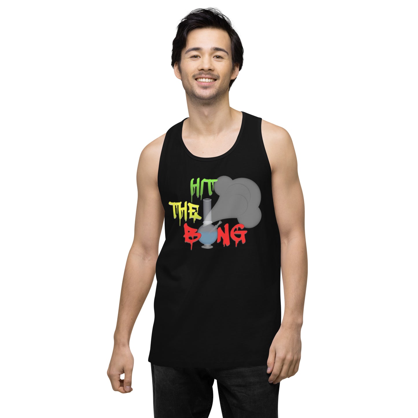 Men’s Cannabis Weed Emoji Premium Tank Top