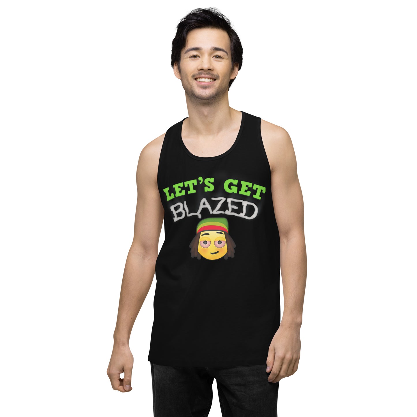 Men’s Cannabis Weed Emoji Premium Tank Top