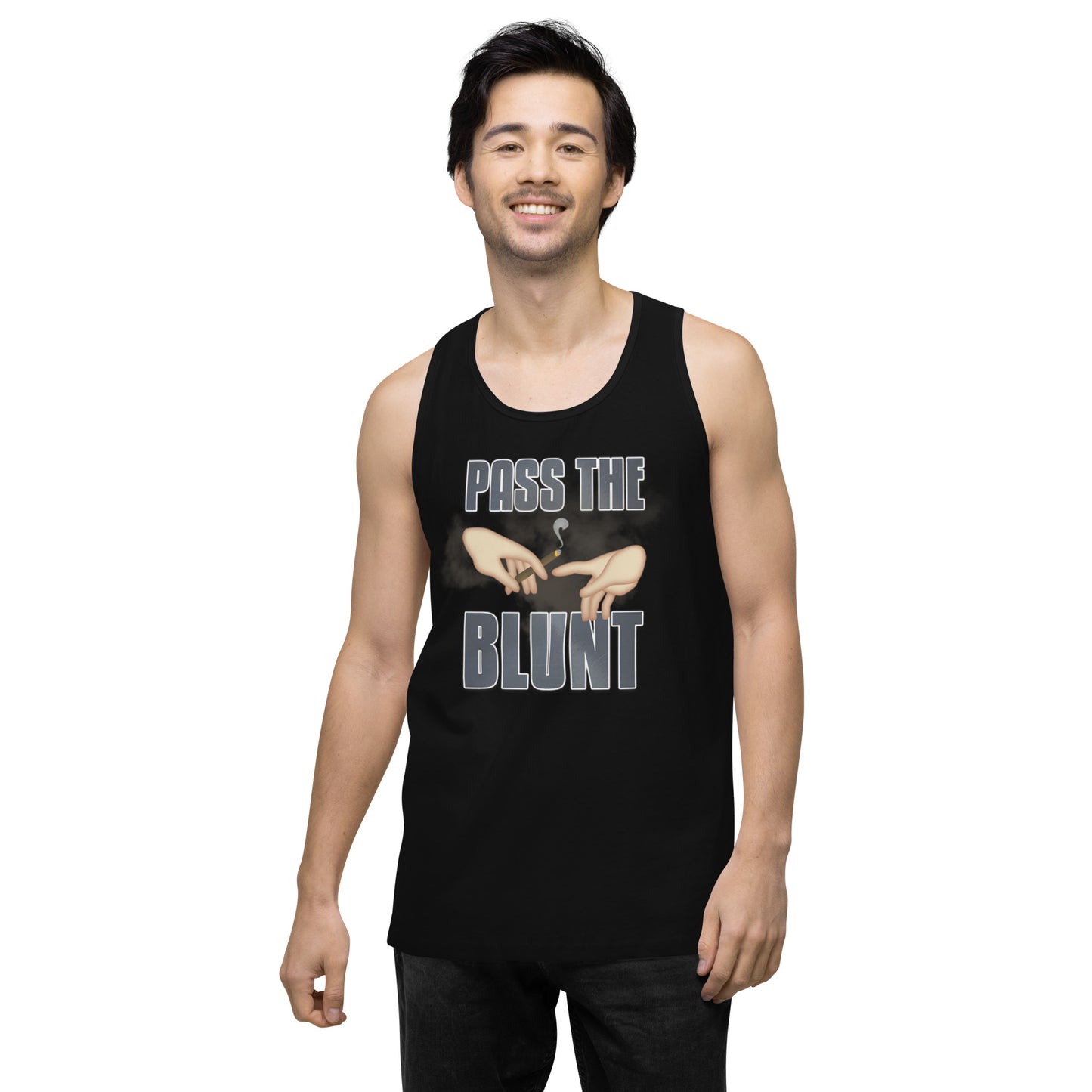 Men’s Cannabis Weed Emoji Premium Tank Top