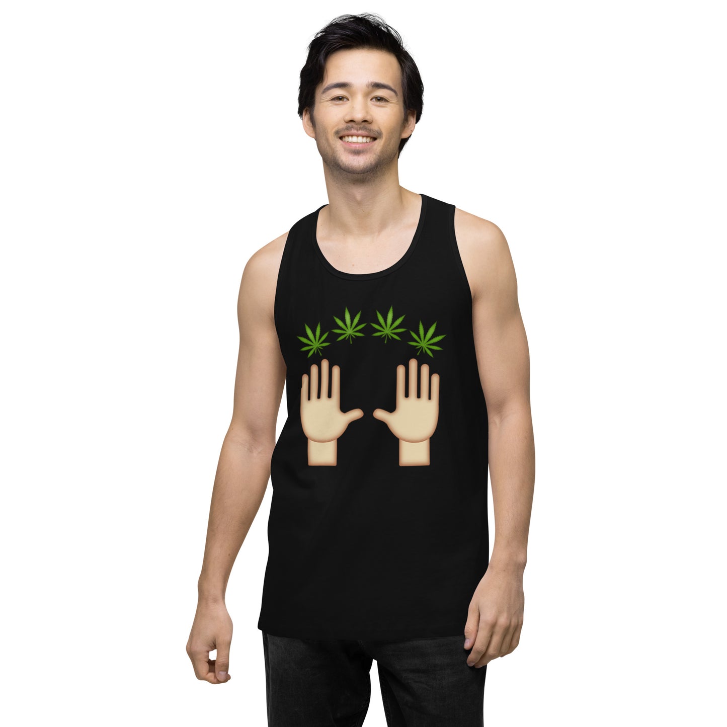 Men’s Cannabis Weed Emoji Premium Tank Top