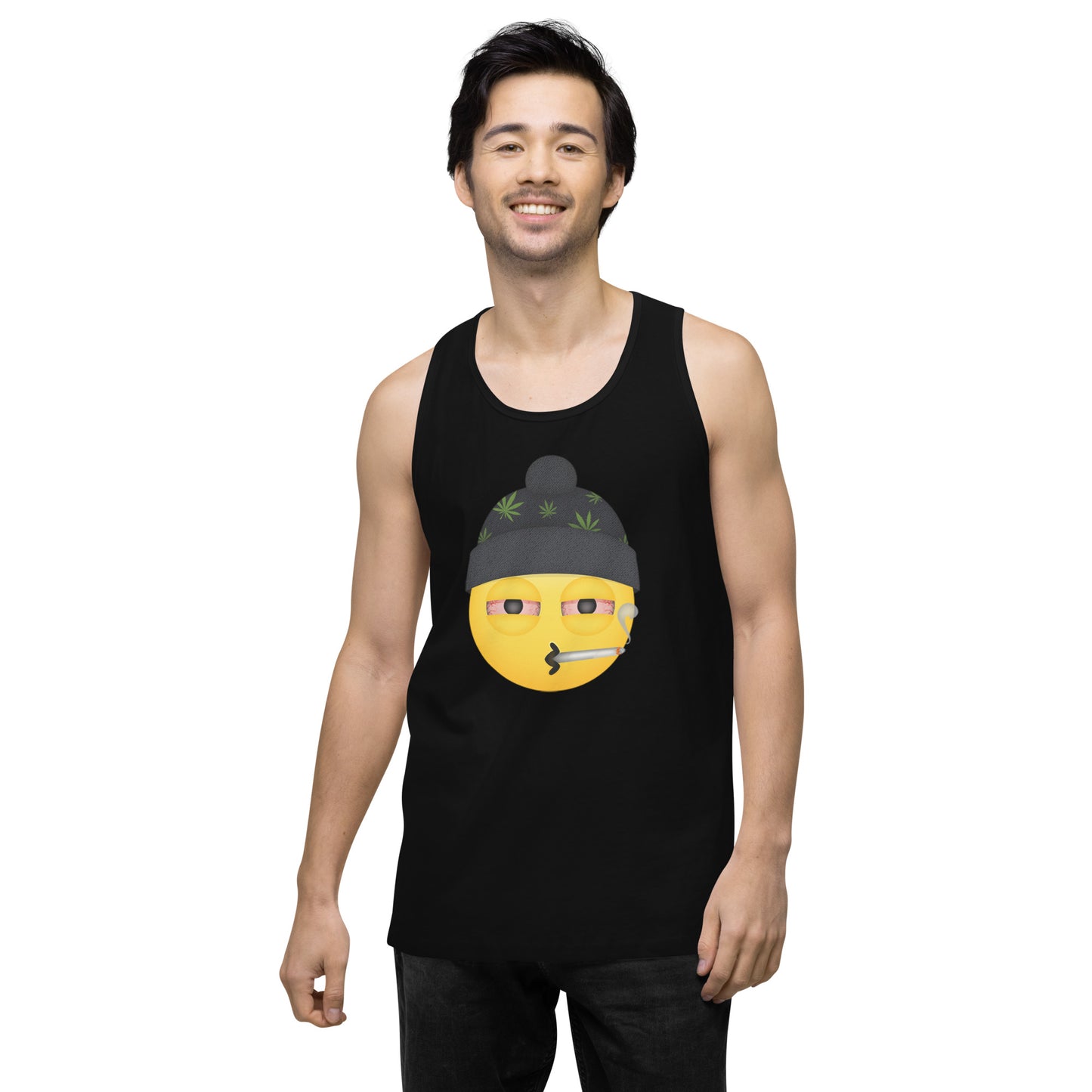 Men’s Cannabis Weed Emoji Premium Tank Top